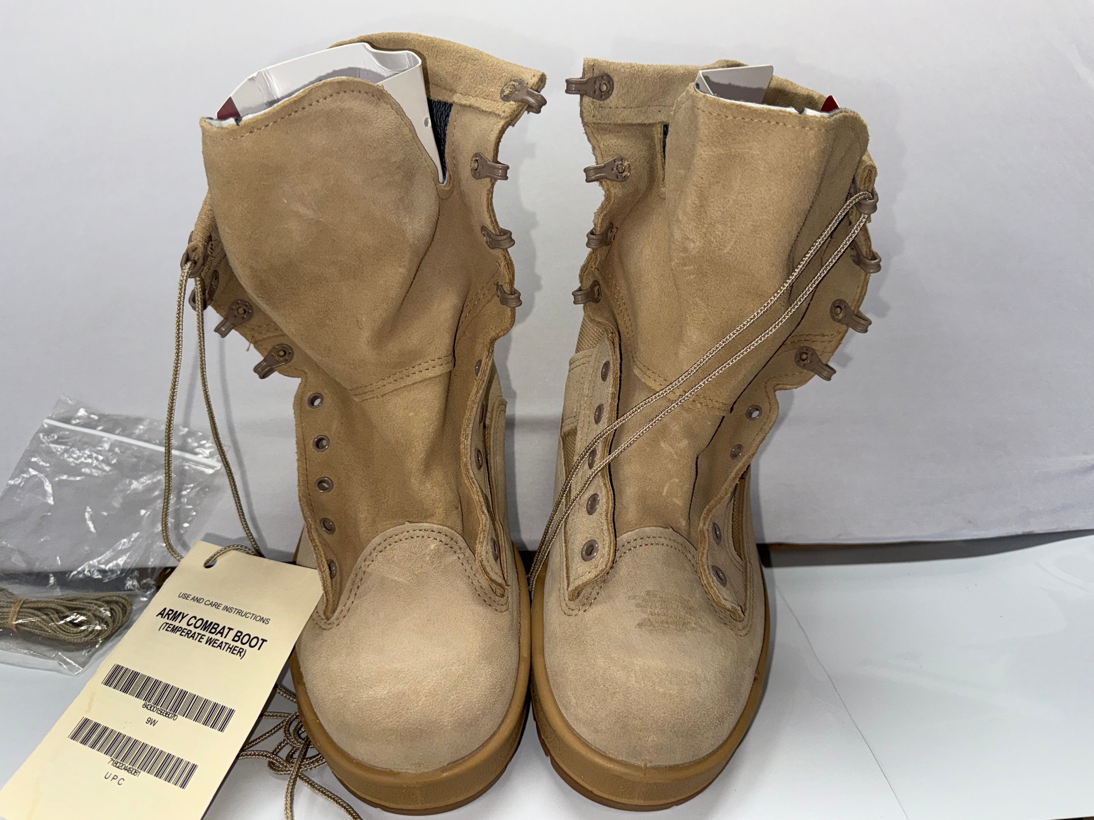 Wellco US Army Combat Boots Tan Military Tactical Size 9W Desert Boots