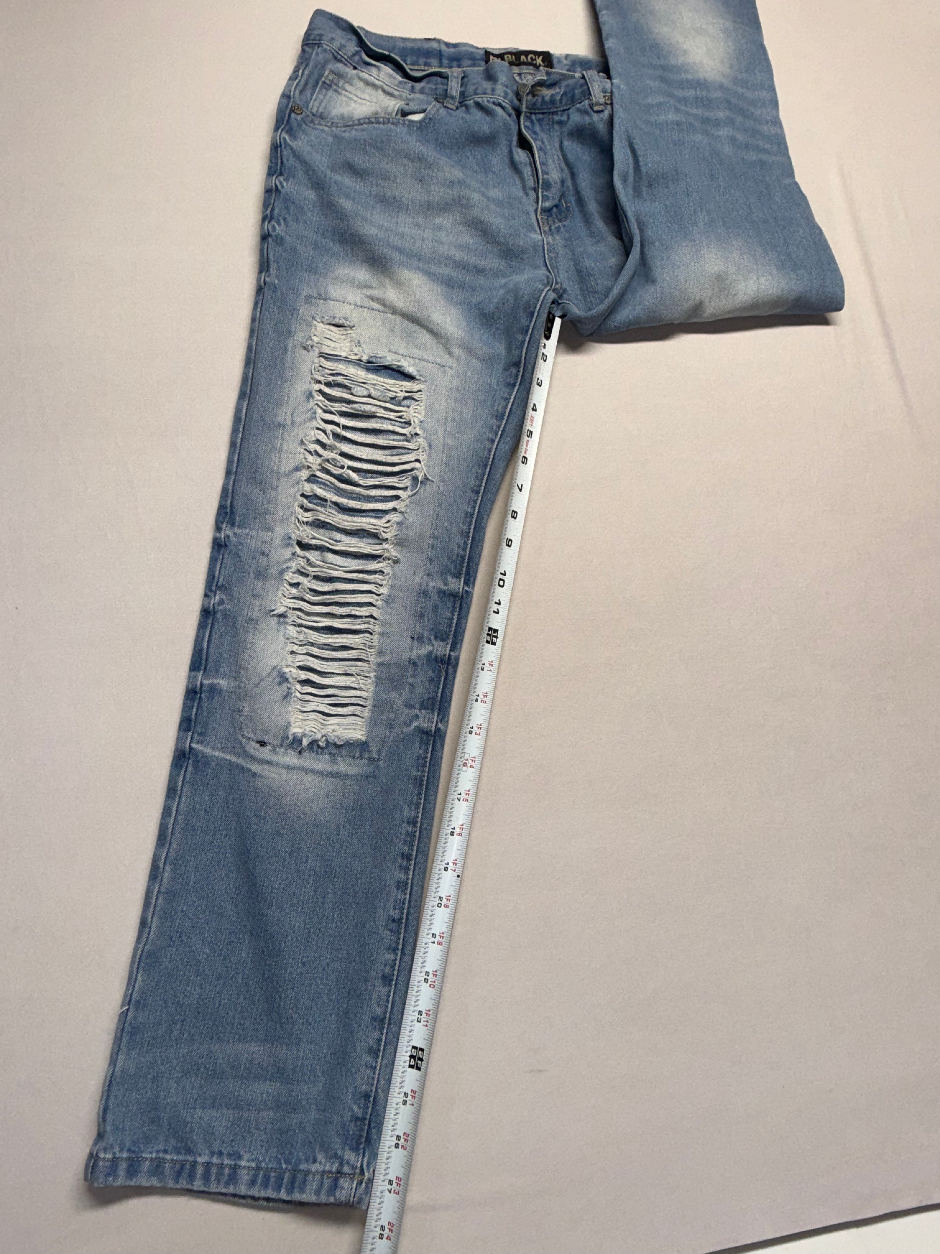 BLACK Men's Distressed Denim Jeans 34x30 Light Wash Ripped Fashion Pants