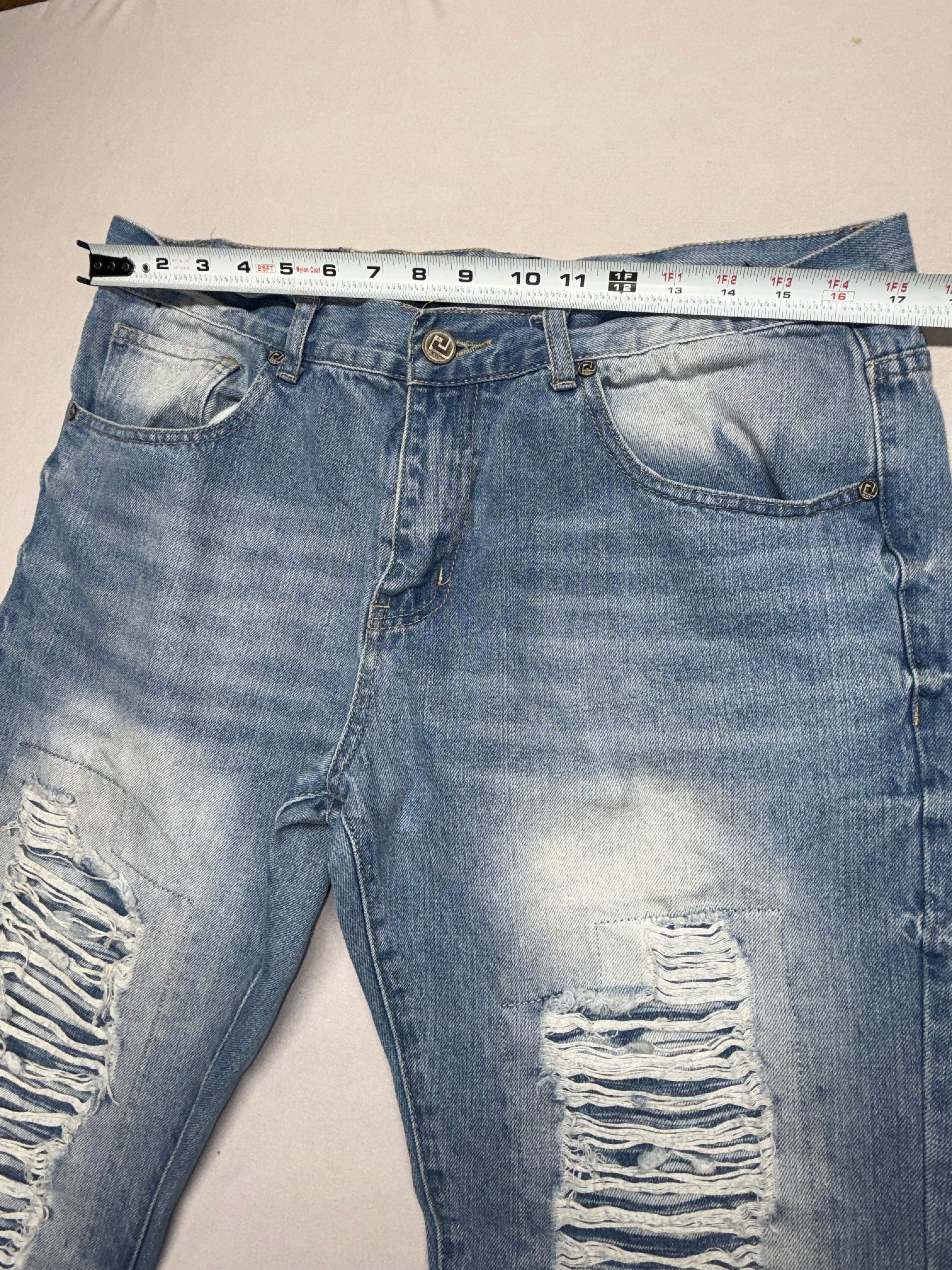 BLACK Men's Distressed Denim Jeans 34x30 Light Wash Ripped Fashion Pants