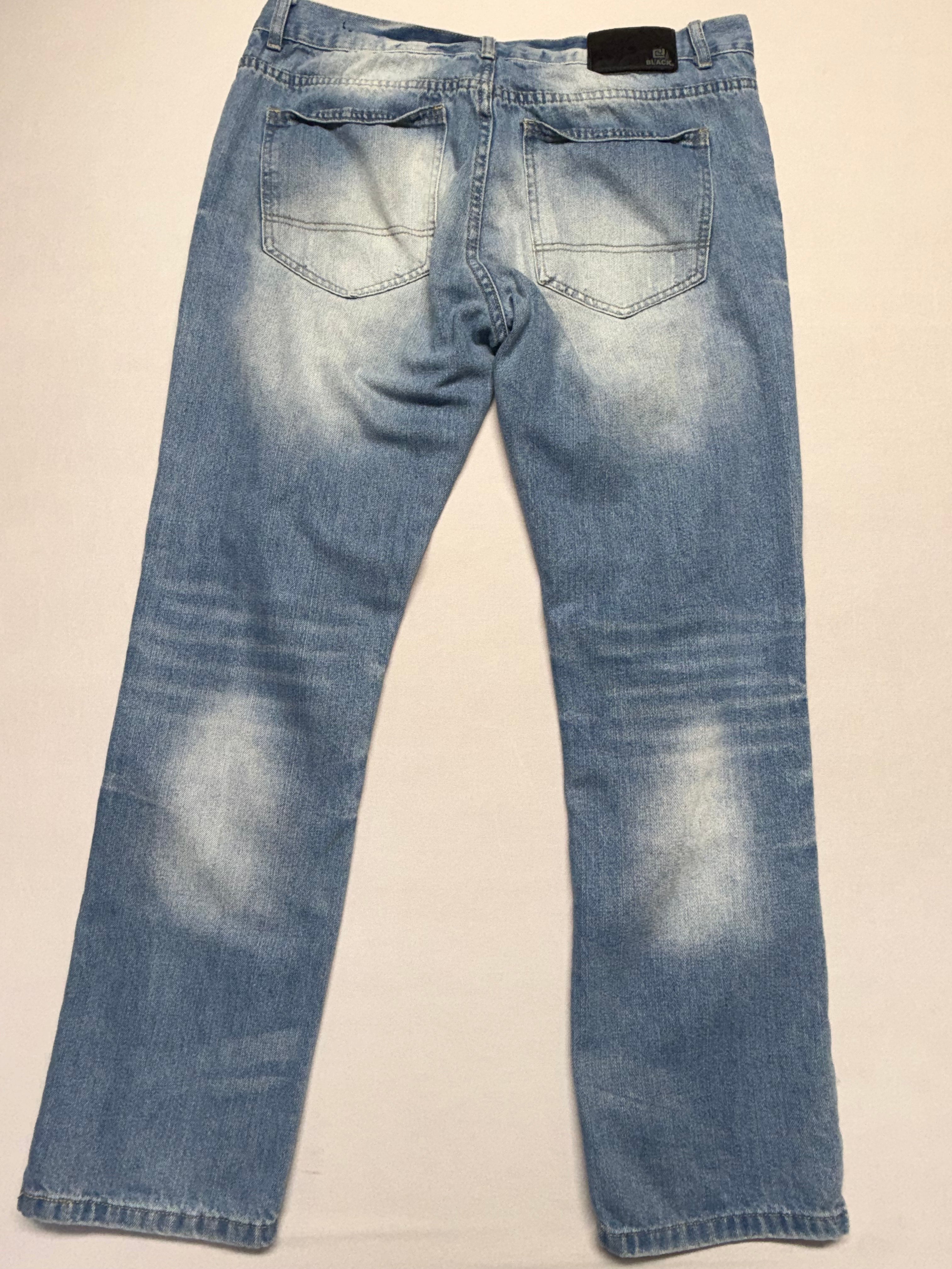 BLACK Men's Distressed Denim Jeans 34x30 Light Wash Ripped Fashion Pants