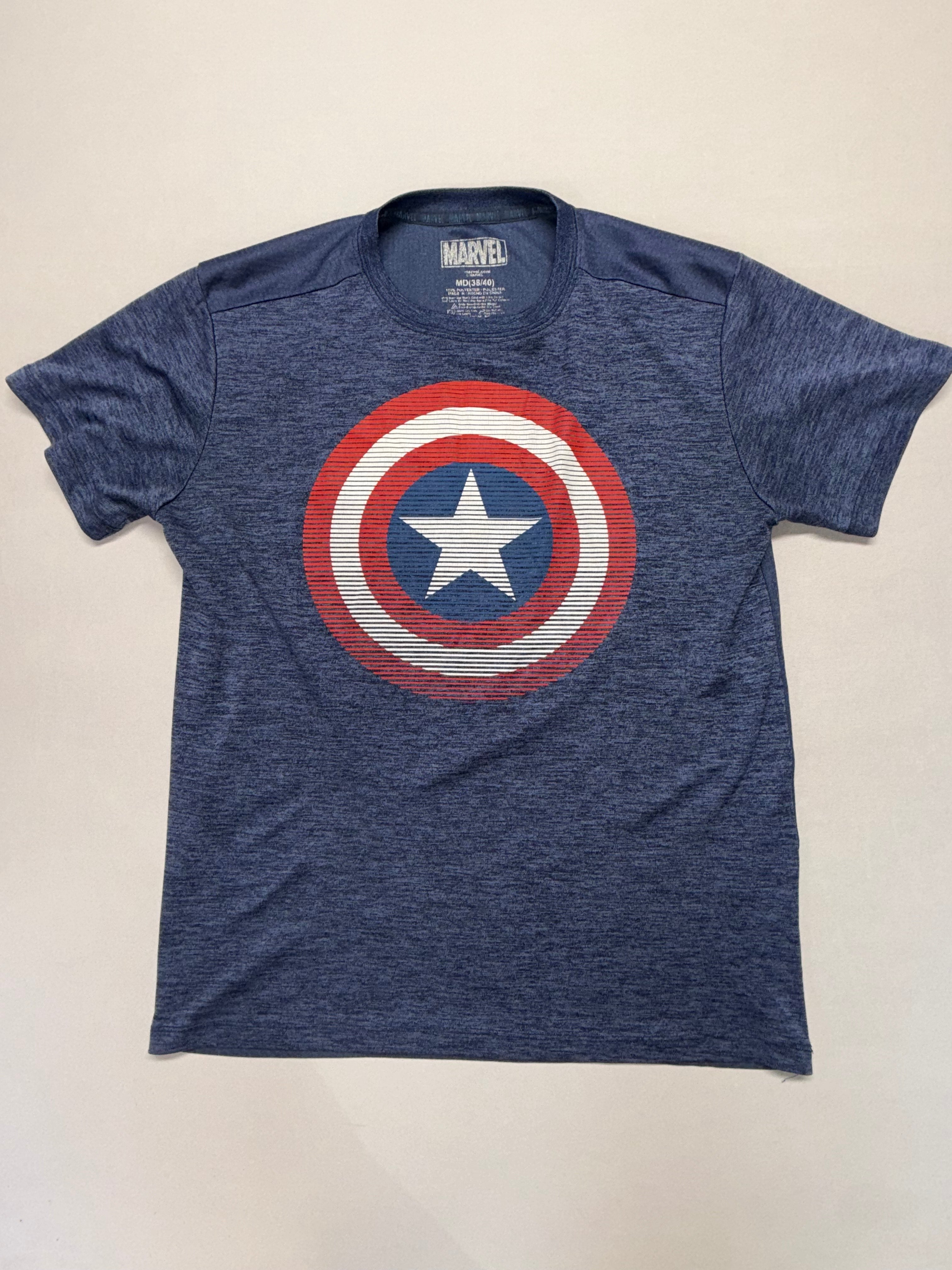 Marvel Captain America Shield Graphic T-Shirt Blue Men's Size Medium _ EUC