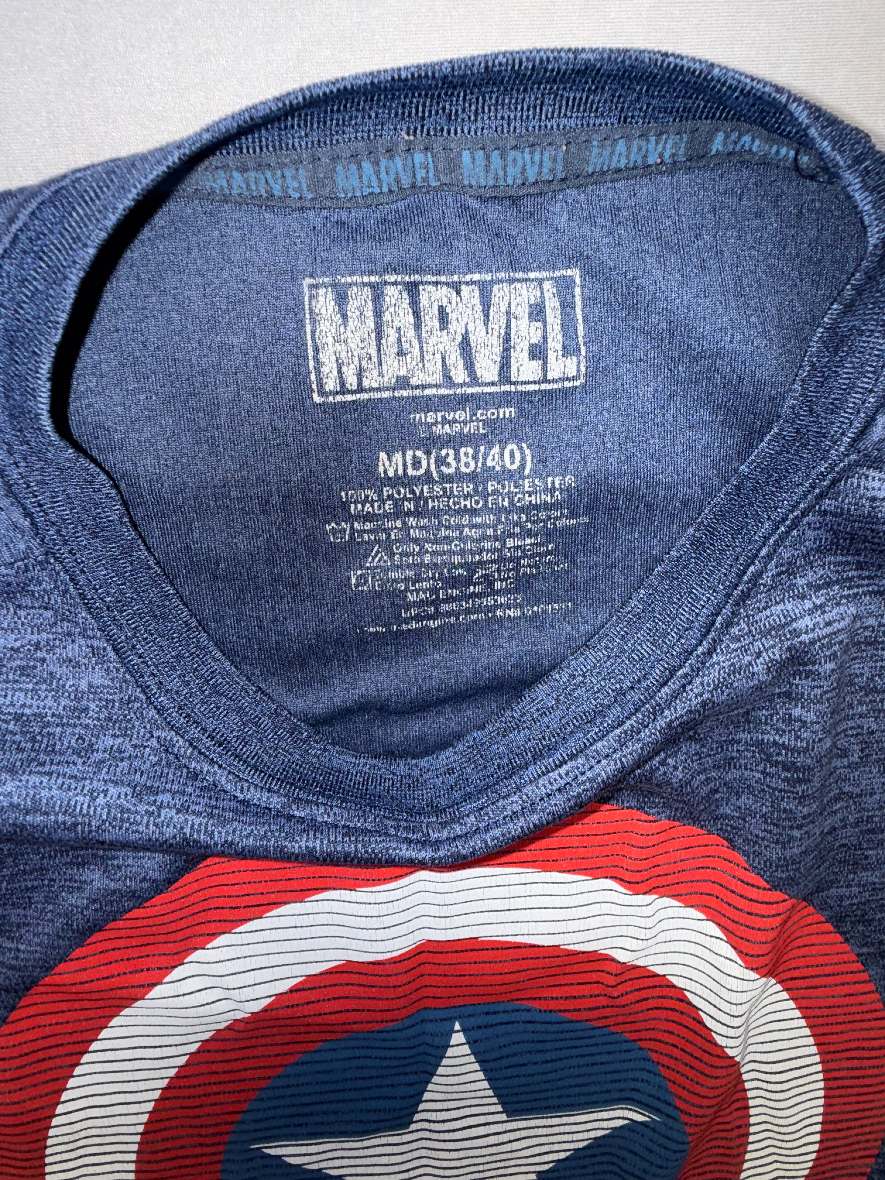 Marvel Captain America Shield Graphic T-Shirt Blue Men's Size Medium _ EUC