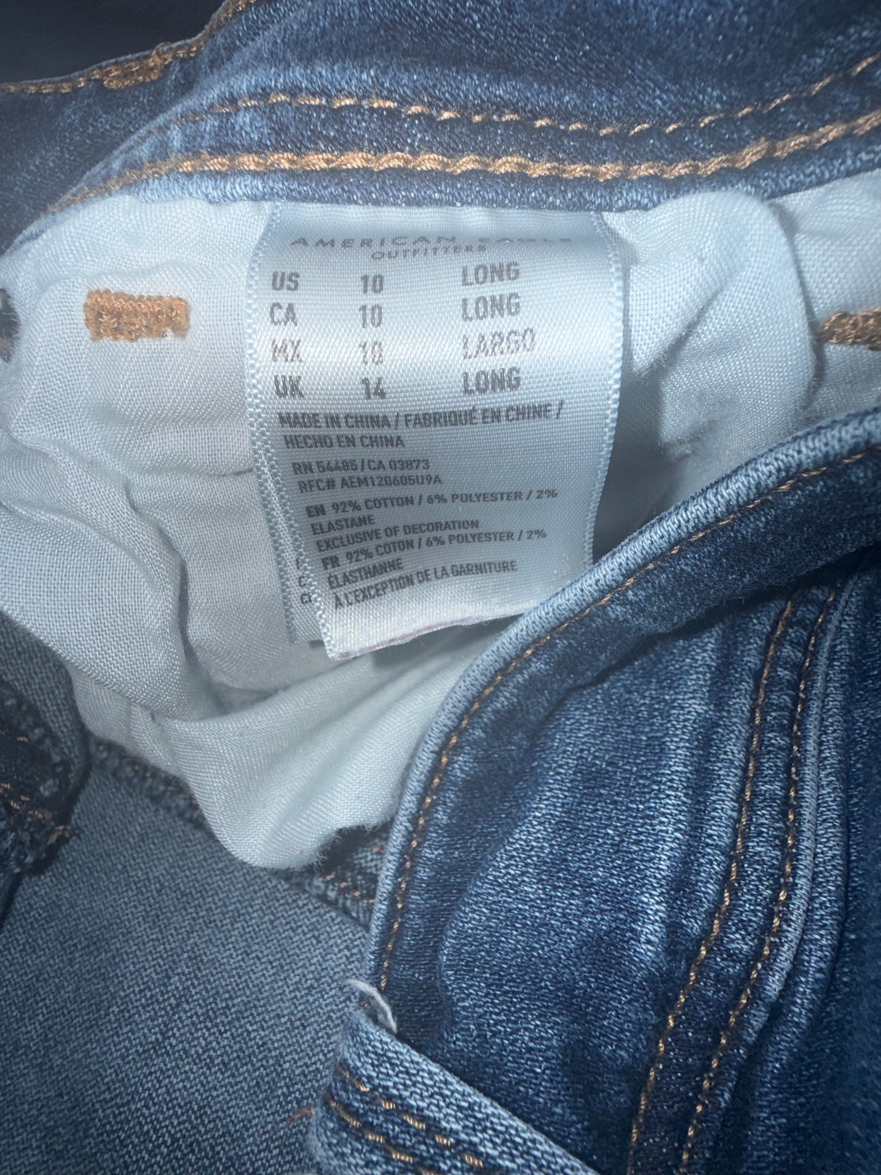 American Eagle Women's Bootcut Jeans Size 10 Long Medium Wash Stretch Denim