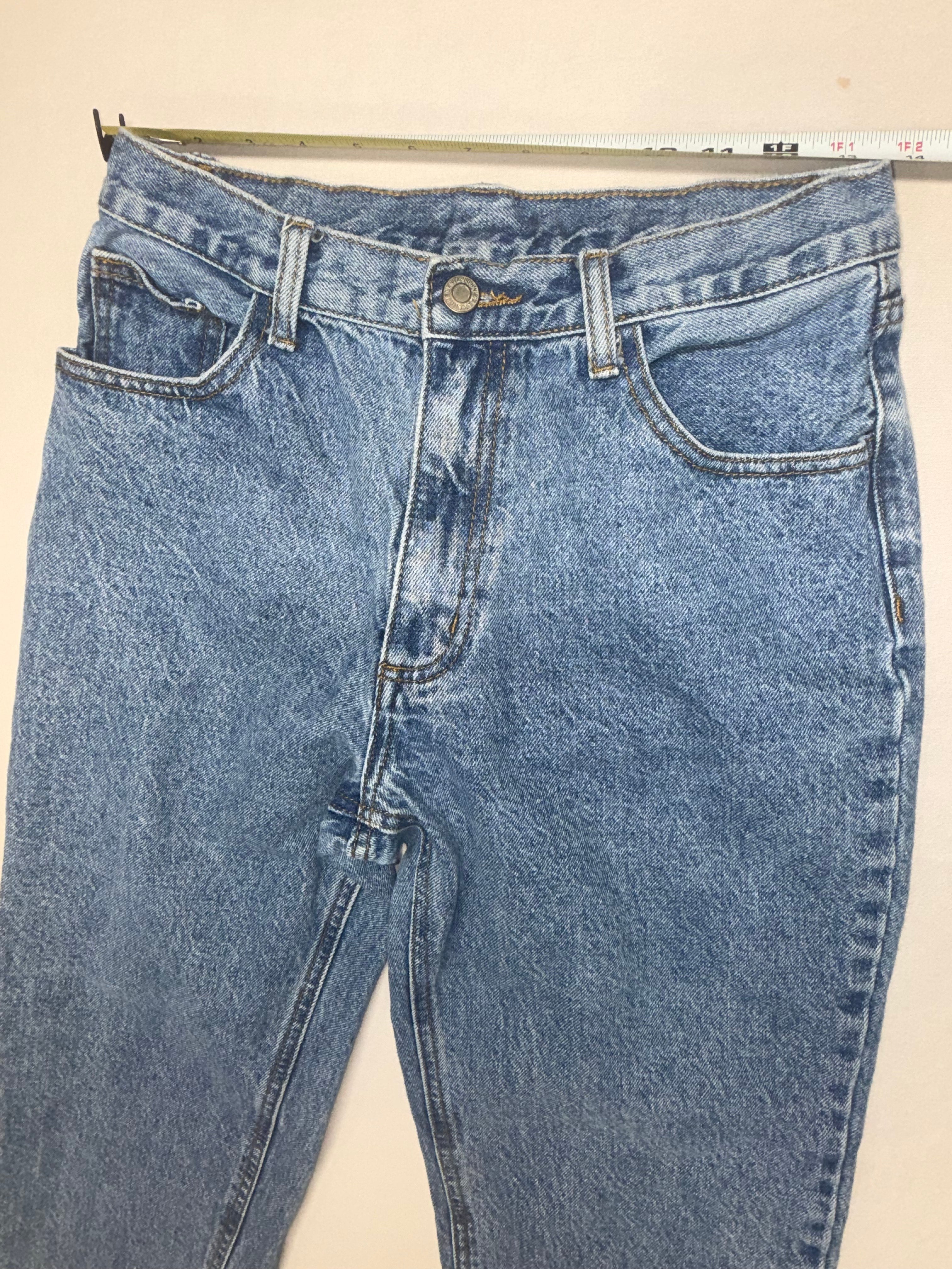 Vintage Style Blue Denim High Waist Mom Jeans - Relaxed Fit Tapered Leg