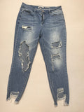 YMI Dream Jeans Size 11 Mid-Rise Distressed Ankle Jeans - Stretch Raw Hem