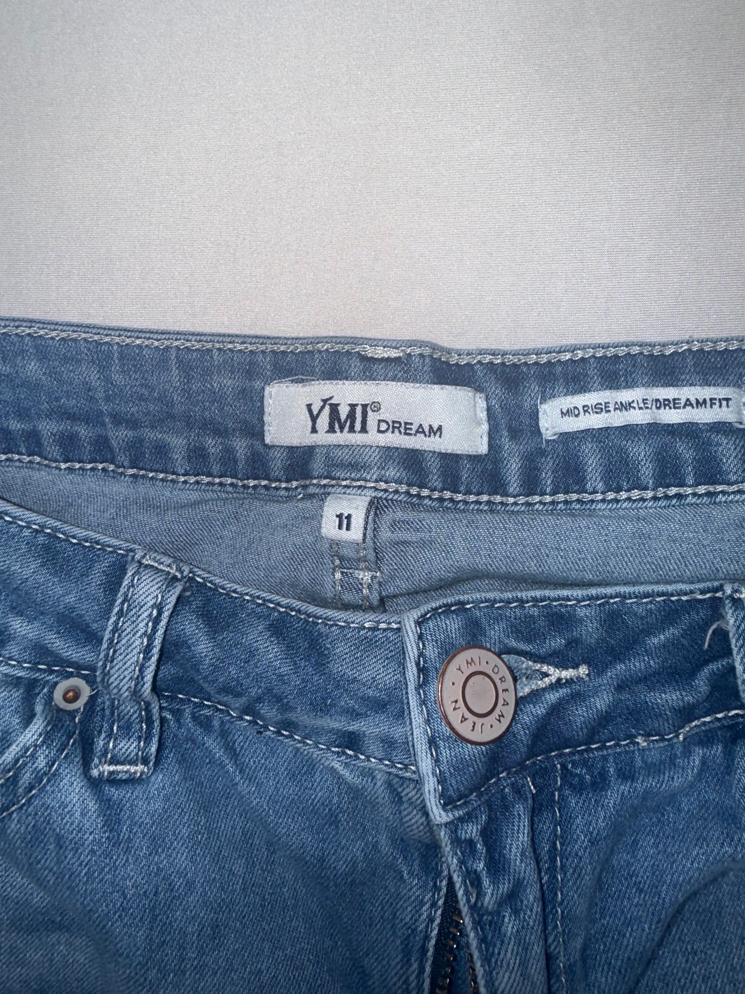YMI Dream Jeans Size 11 Mid-Rise Distressed Ankle Jeans - Stretch Raw Hem