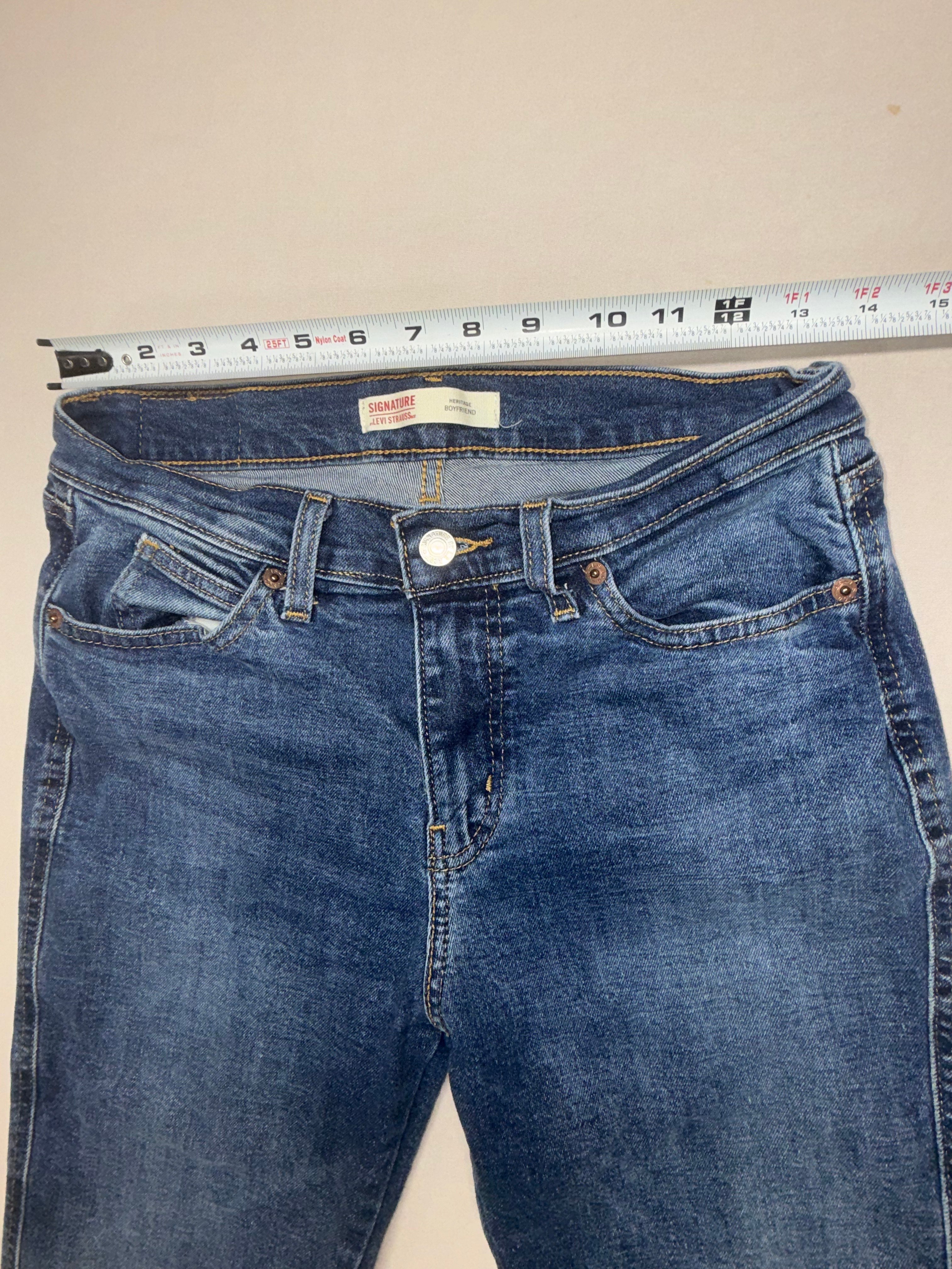Signature by Levi Strauss Heritage Boyfriend Jeans - Size 0 (W25) - Cuffed Medium Wash