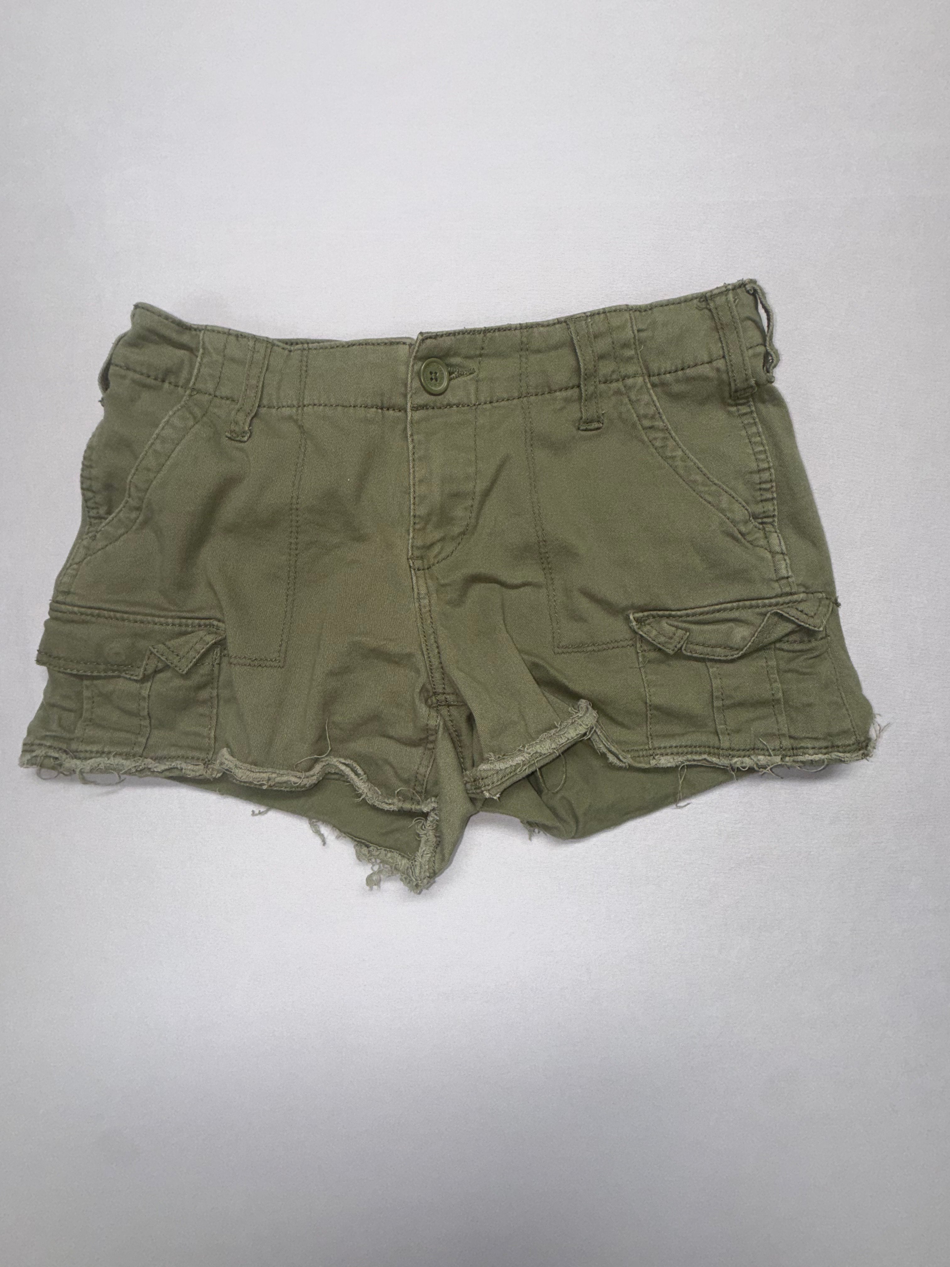 Faded Glory Olive Green Cargo Shorts - Women's Size 8 - Distressed Raw Hem