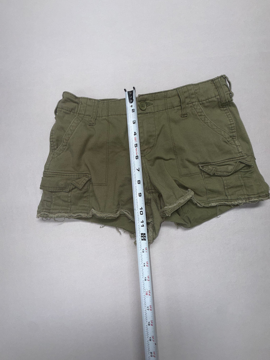 Faded Glory Olive Green Cargo Shorts - Women's Size 8 - Distressed Raw Hem
