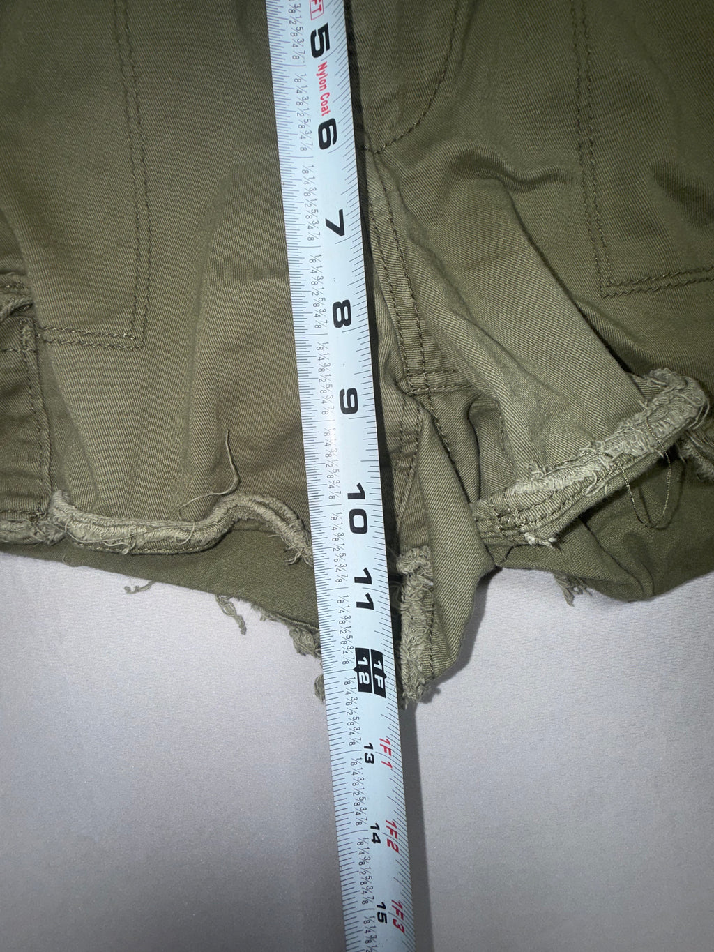 Faded Glory Olive Green Cargo Shorts - Women's Size 8 - Distressed Raw Hem
