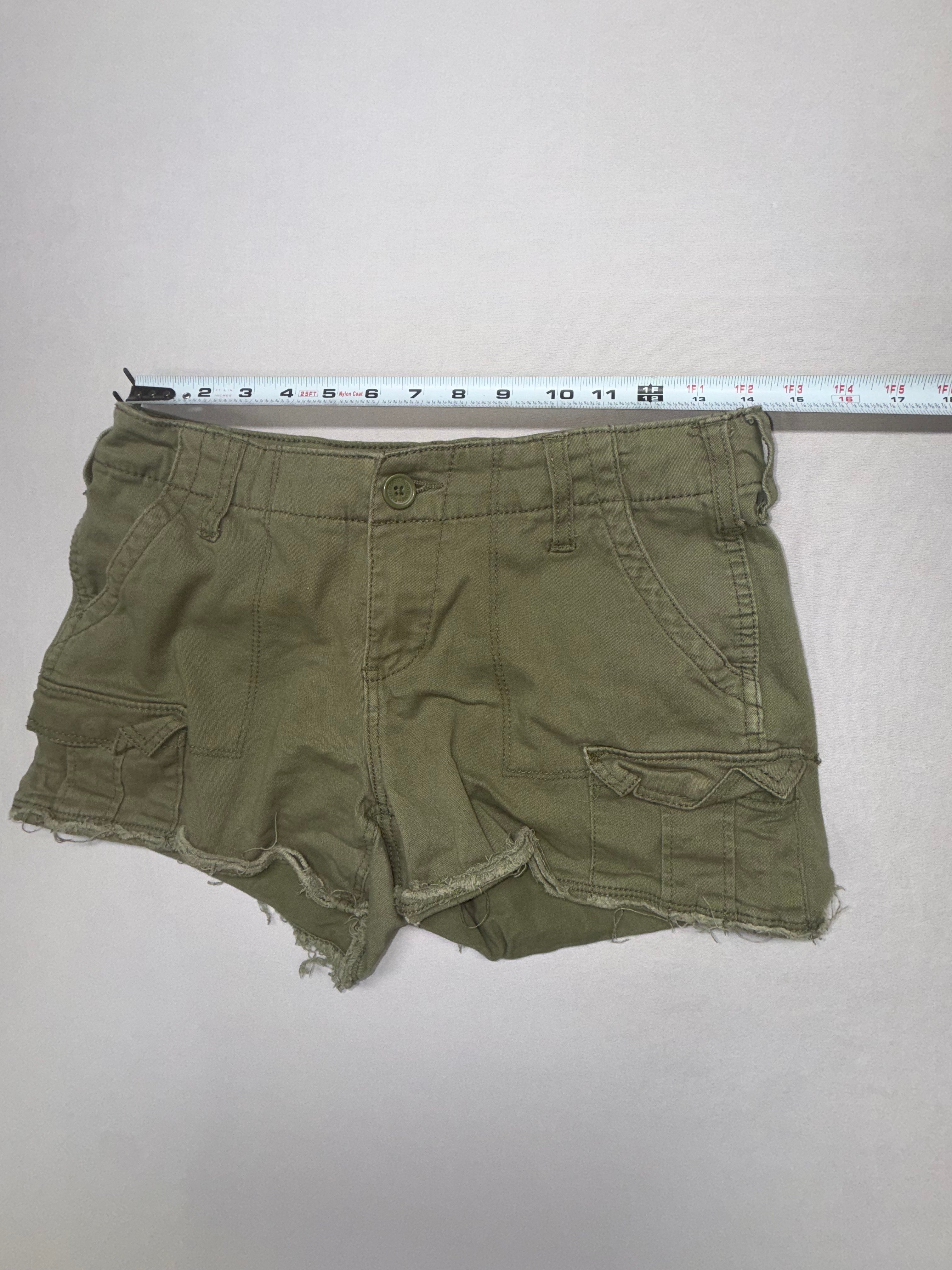 Faded Glory Olive Green Cargo Shorts - Women's Size 8 - Distressed Raw Hem