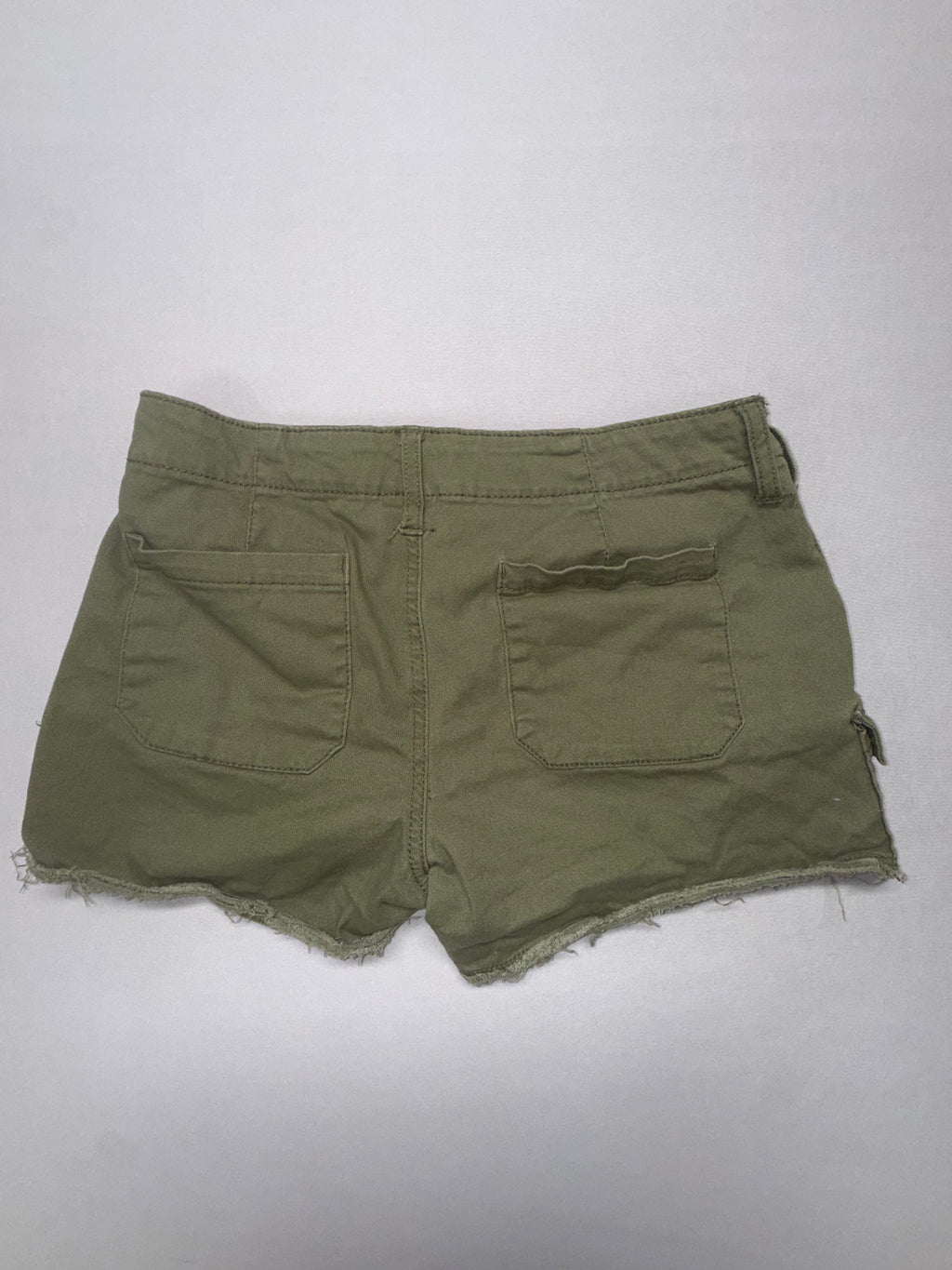 Faded Glory Olive Green Cargo Shorts - Women's Size 8 - Distressed Raw Hem