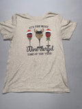 Holiday Time Christmas Graphic T-Shirt Medium Wine-derful Tee Holiday Top