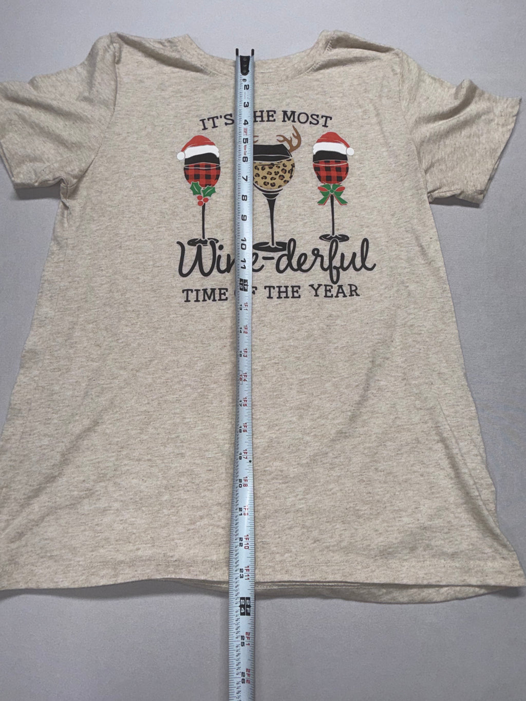 Holiday Time Christmas Graphic T-Shirt Medium Wine-derful Tee Holiday Top