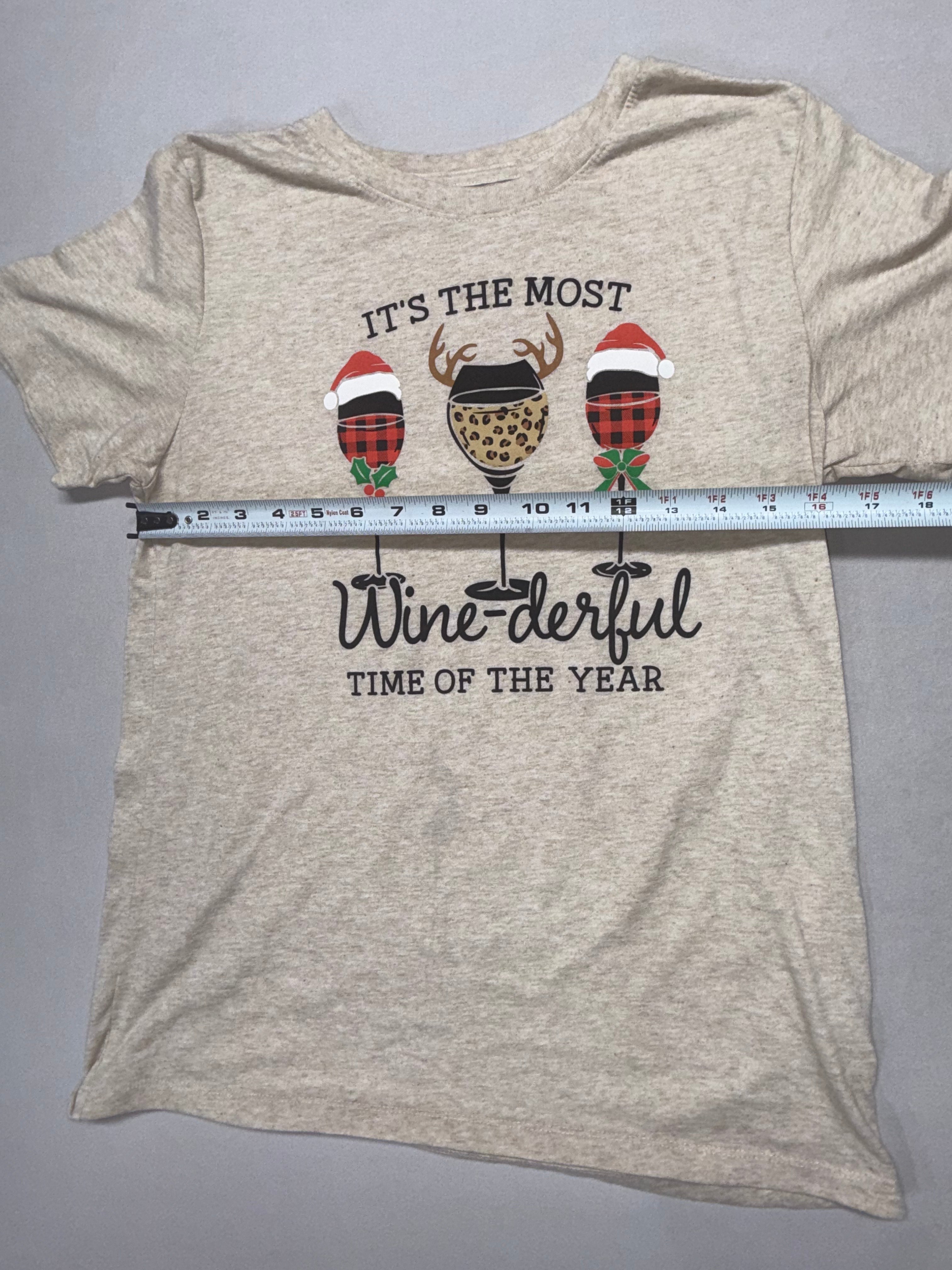 Holiday Time Christmas Graphic T-Shirt Medium Wine-derful Tee Holiday Top