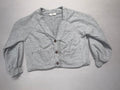 Zenana Cropped Gray Button Cardigan - Women's Medium - 100% Cotton Lightweight Sweater