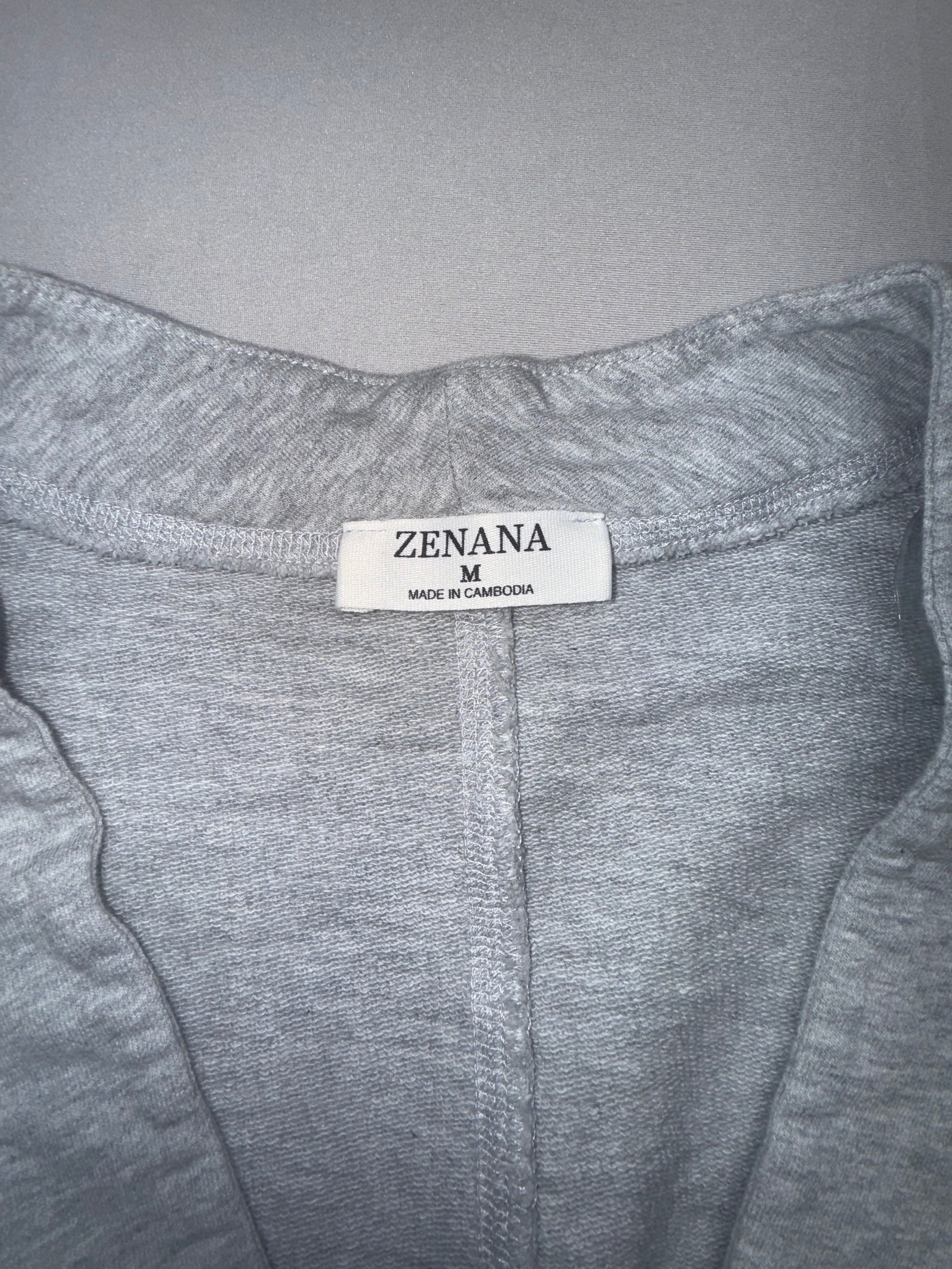 Zenana Cropped Gray Button Cardigan - Women's Medium - 100% Cotton Lightweight Sweater