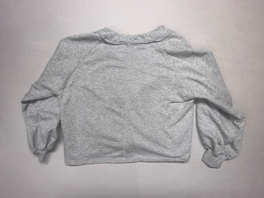 Zenana Cropped Gray Button Cardigan - Women's Medium - 100% Cotton Lightweight Sweater