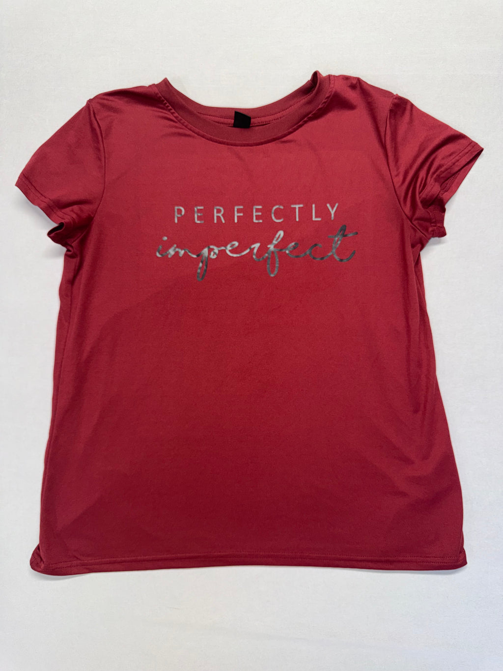 SHEIN "Perfectly Imperfect" Red Graphic Tee- Women's Medium - Short Sleeve Crew Neck