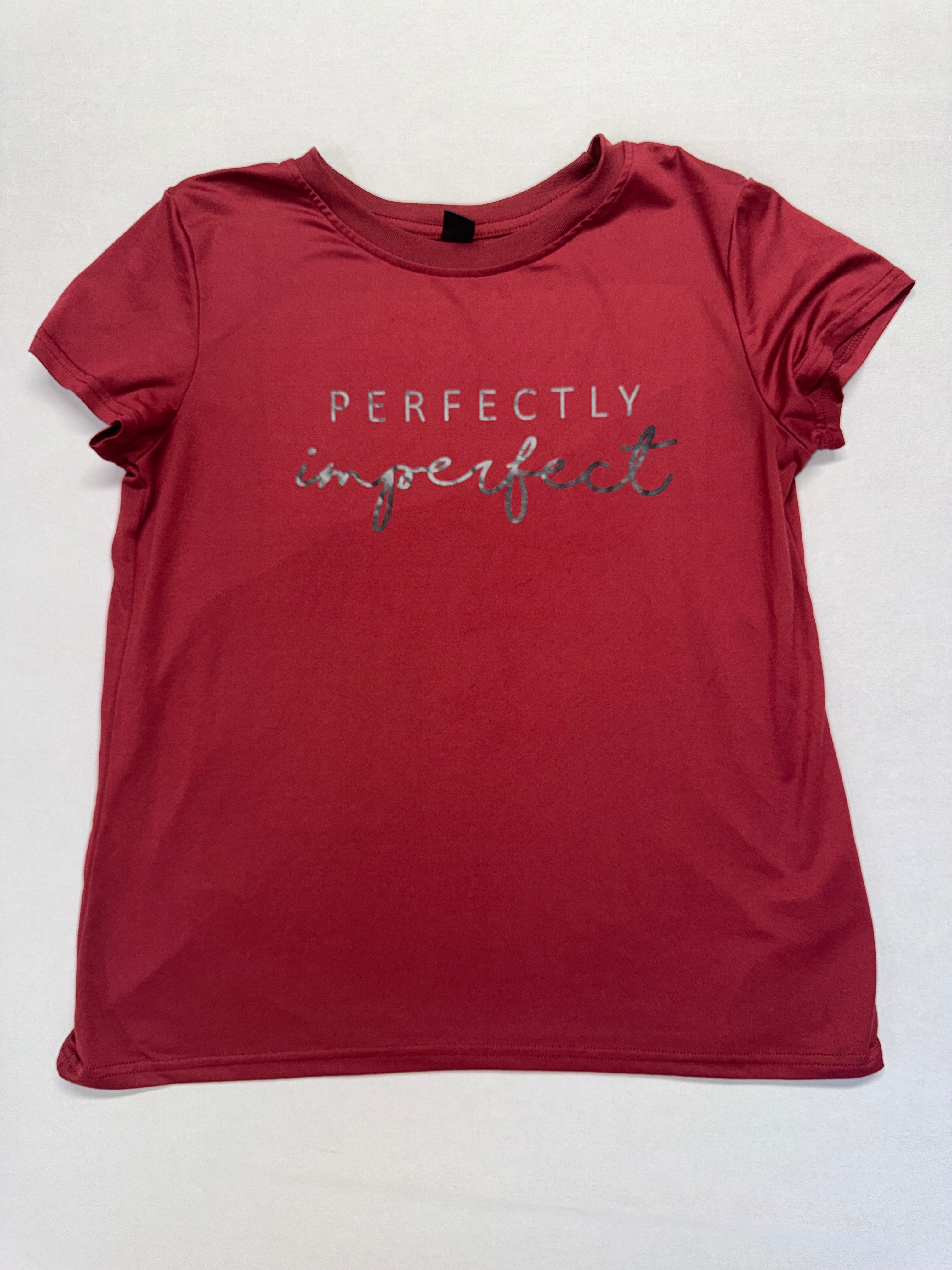 SHEIN "Perfectly Imperfect" Red Graphic Tee- Women's Medium - Short Sleeve Crew Neck