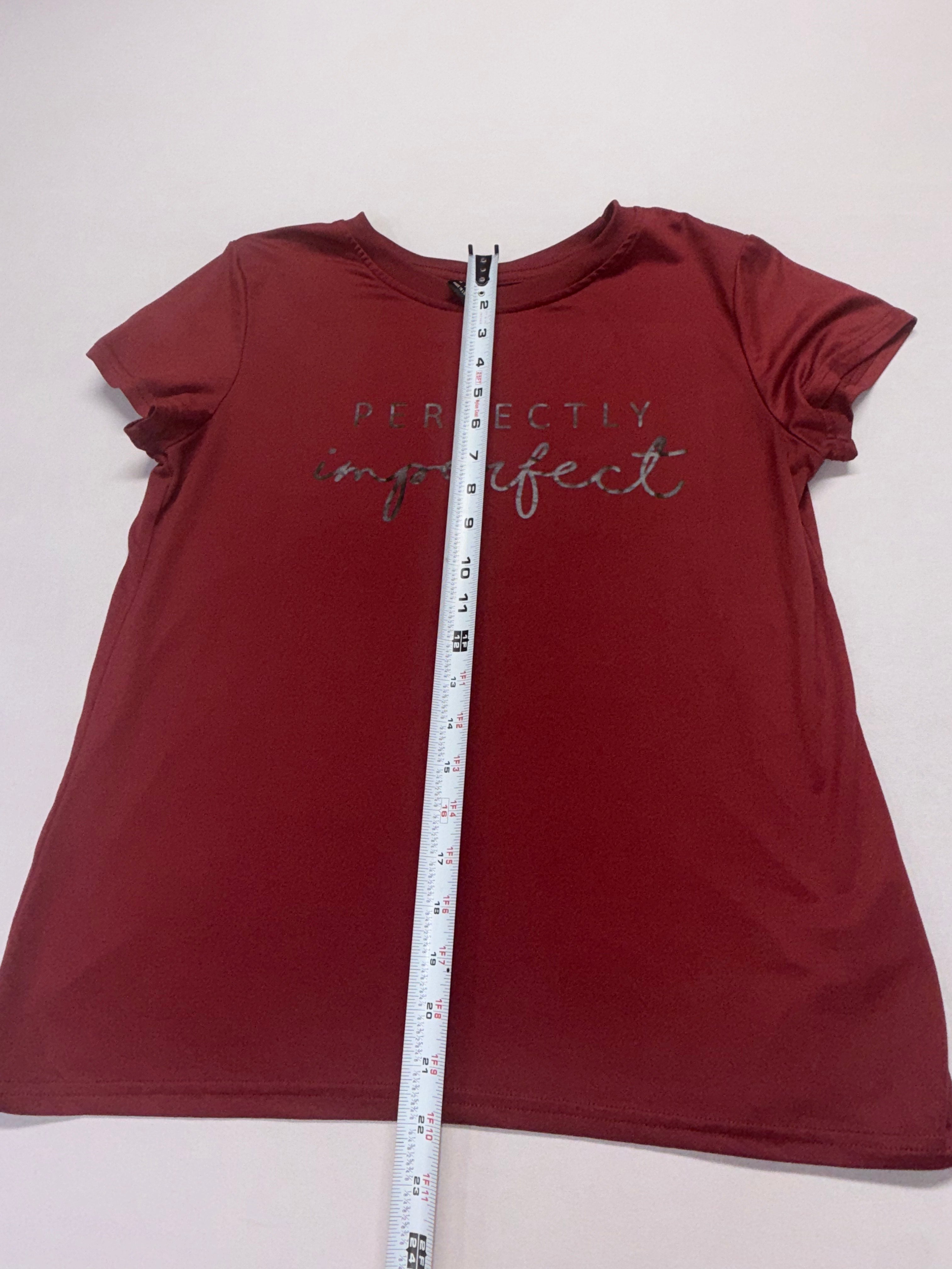 SHEIN "Perfectly Imperfect" Red Graphic Tee- Women's Medium - Short Sleeve Crew Neck
