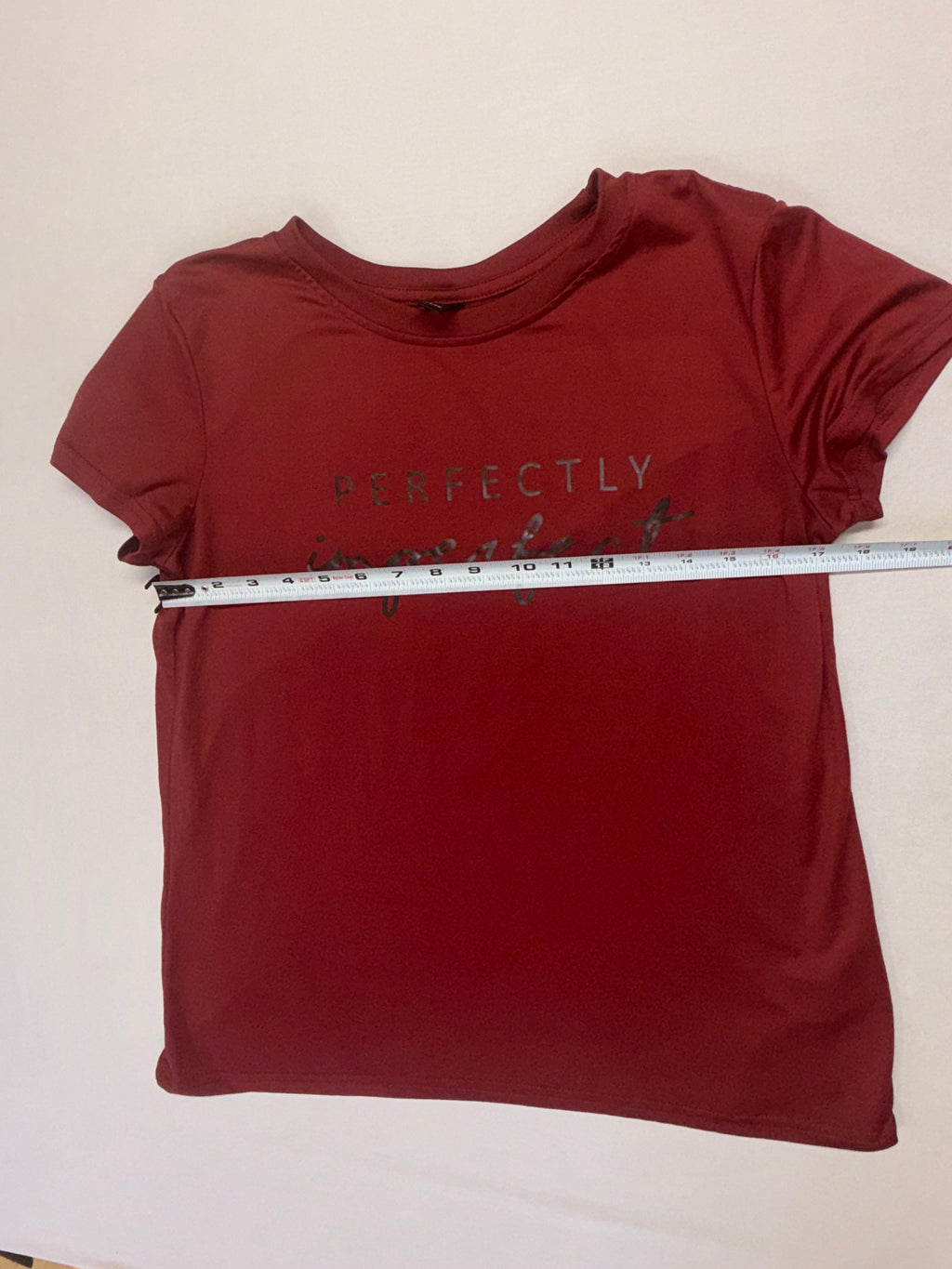 SHEIN "Perfectly Imperfect" Red Graphic Tee- Women's Medium - Short Sleeve Crew Neck