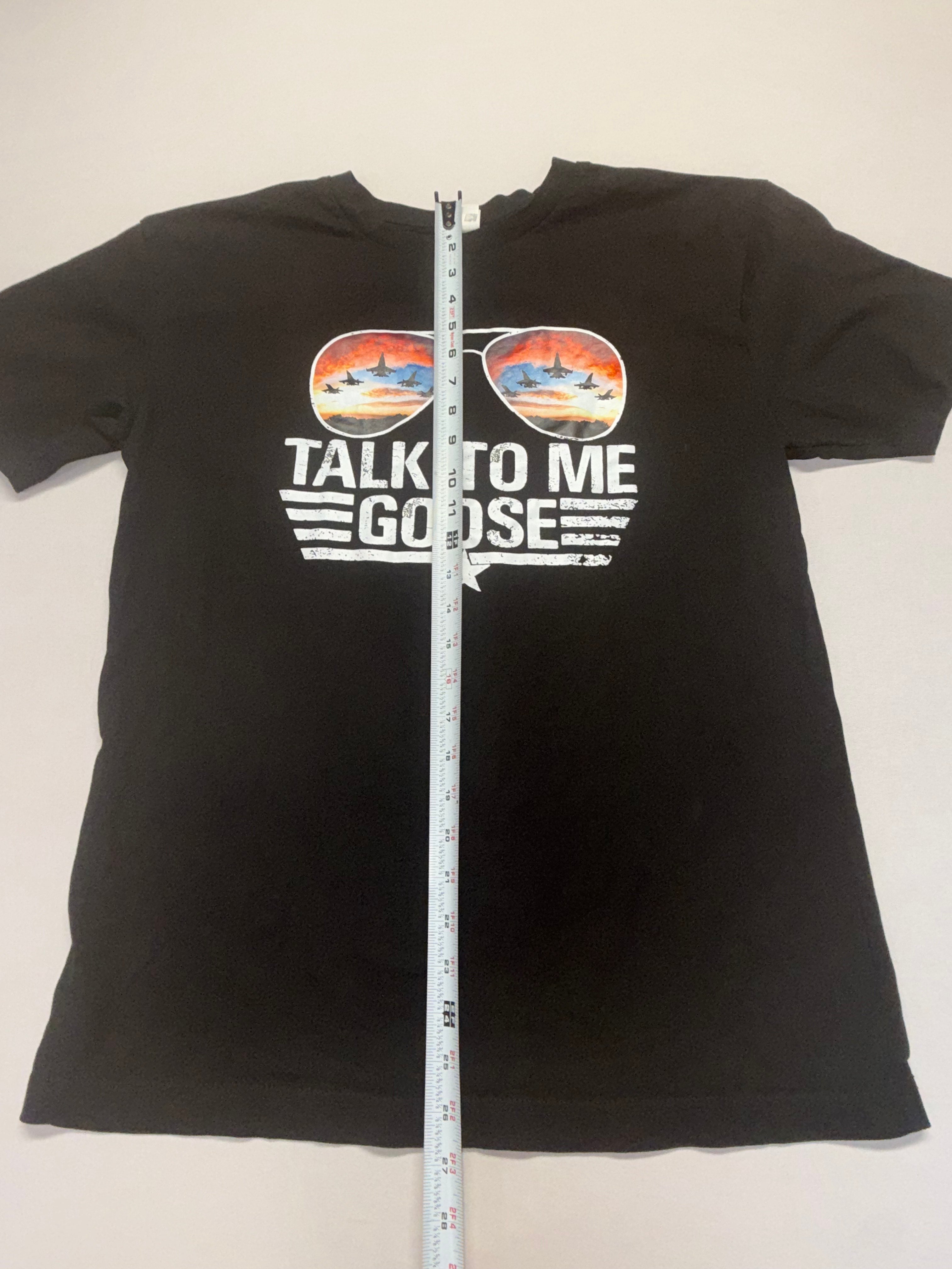 Talk To Me Goose Graphic T-Shirt Adult Large Black Top Gun Style Cotton Tee