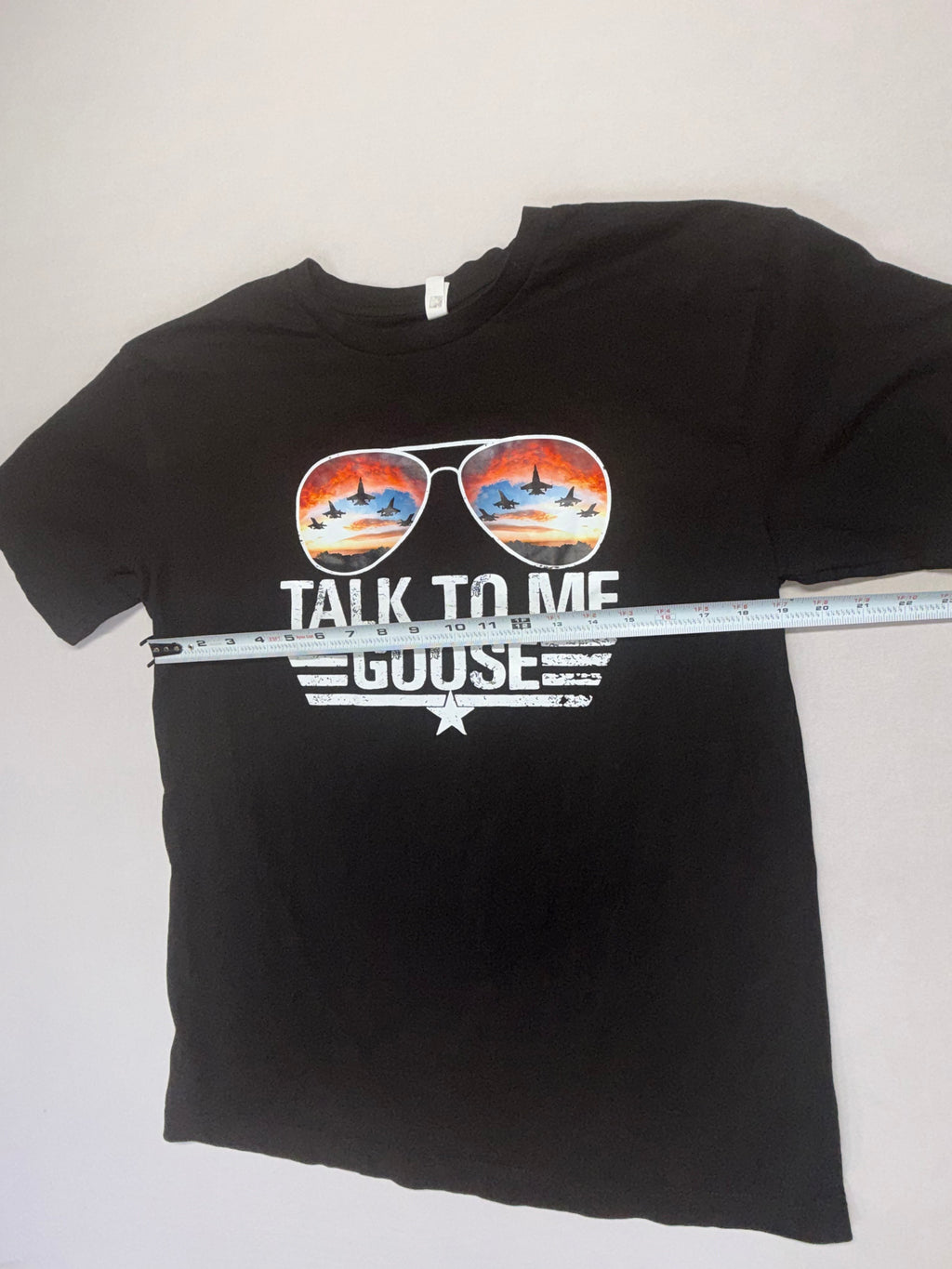 Talk To Me Goose Graphic T-Shirt Adult Large Black Top Gun Style Cotton Tee