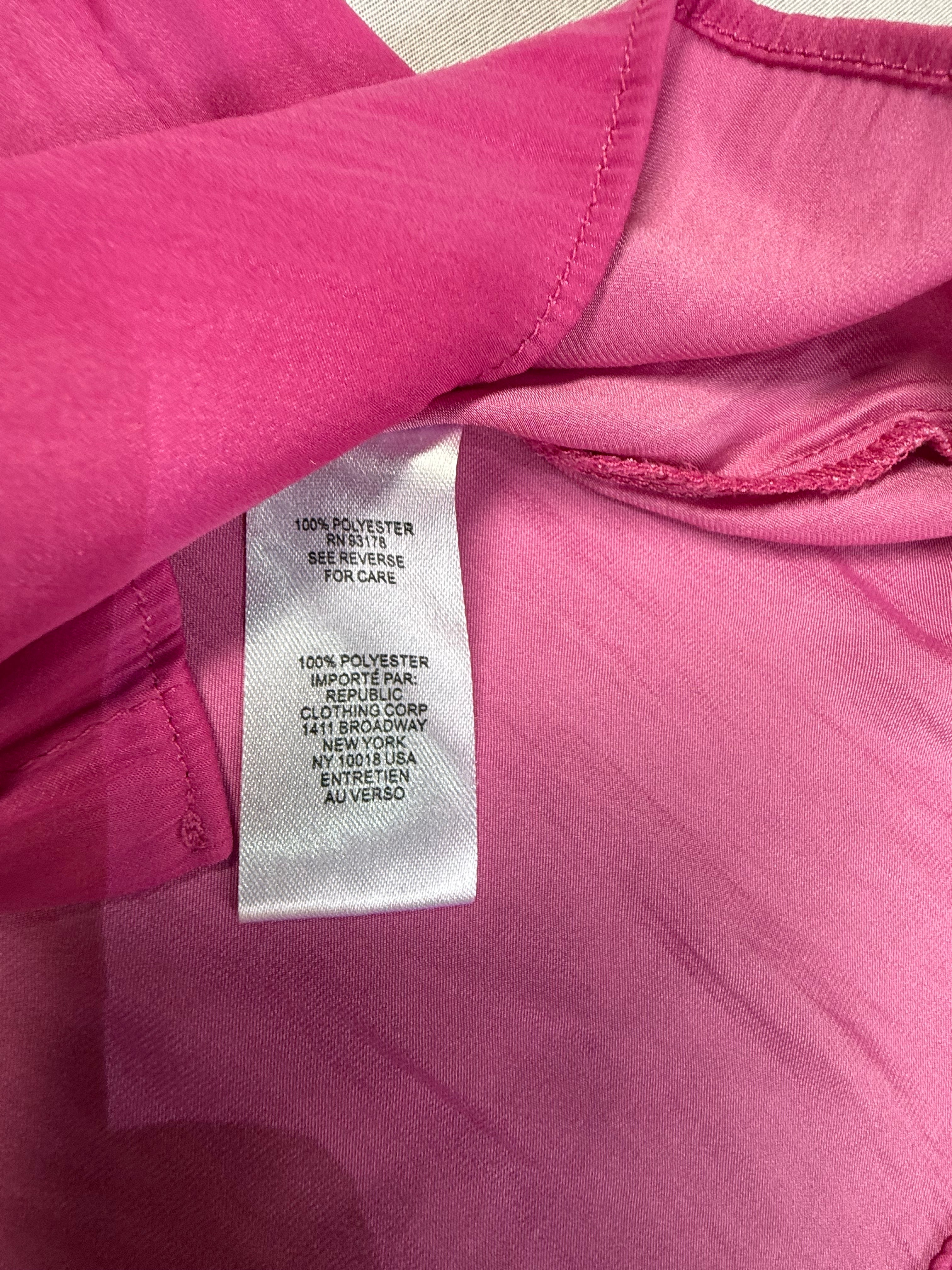 Tahari Women's Pink Ruffle Neck Blouse - Lightweight Short Sleeve Top