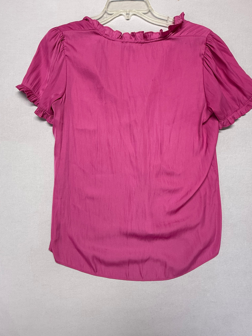 Tahari Women's Pink Ruffle Neck Blouse - Lightweight Short Sleeve Top