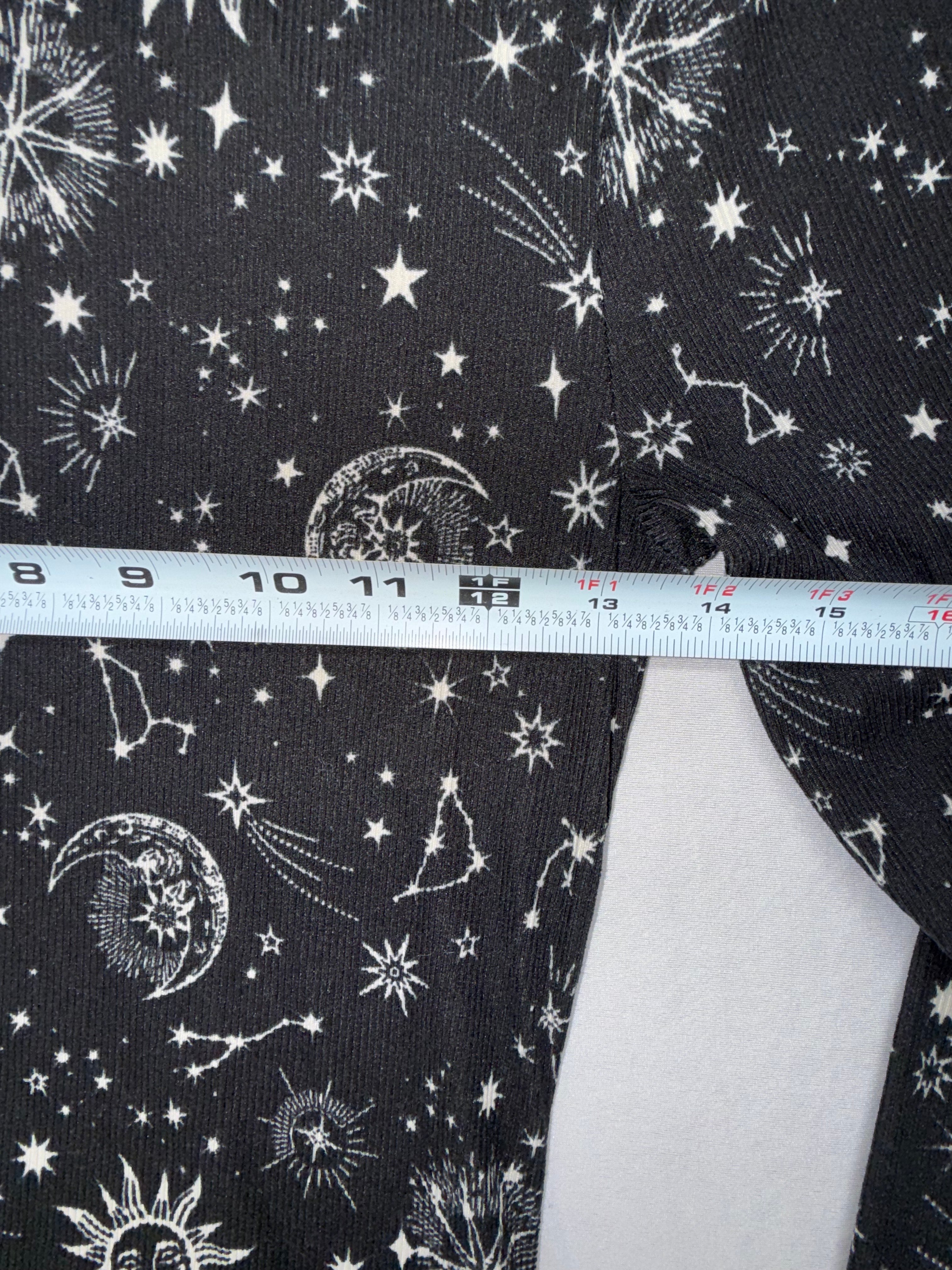 No Boundaries Celestial Print Long Sleeve Top - Moon & Stars Black Shirt Size S