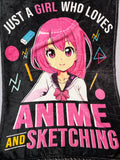 Anime Girl Plush Throw Blanket - "Just a Girl Who Loves Anime & Sketching" Small Fleece Throw