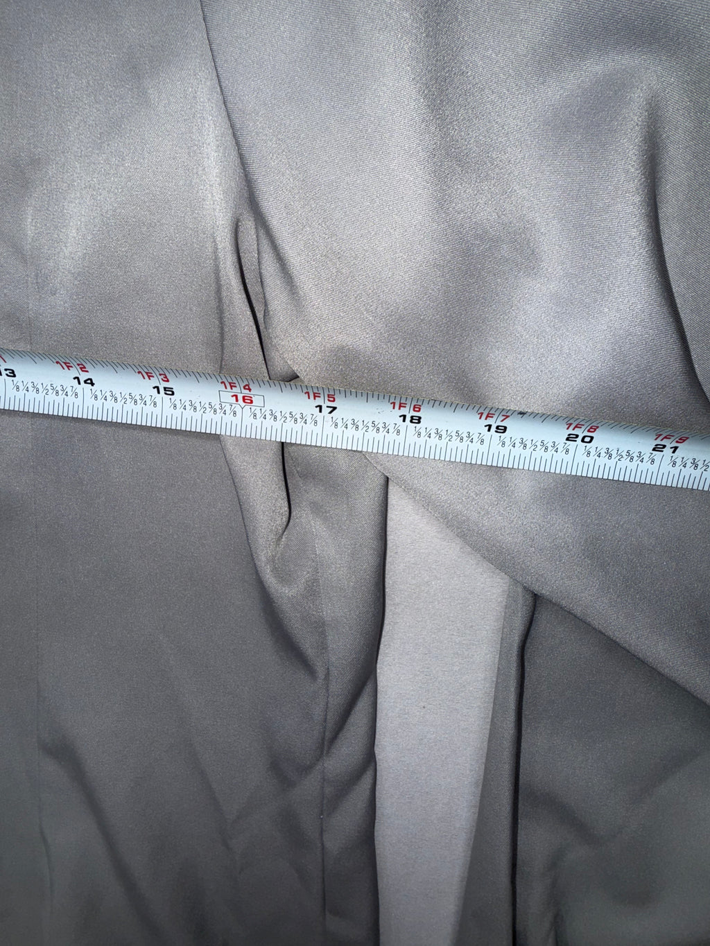Women's Silver Satin Button-up Blouse - Long Sleeve Stretch Dress Shirt Size L