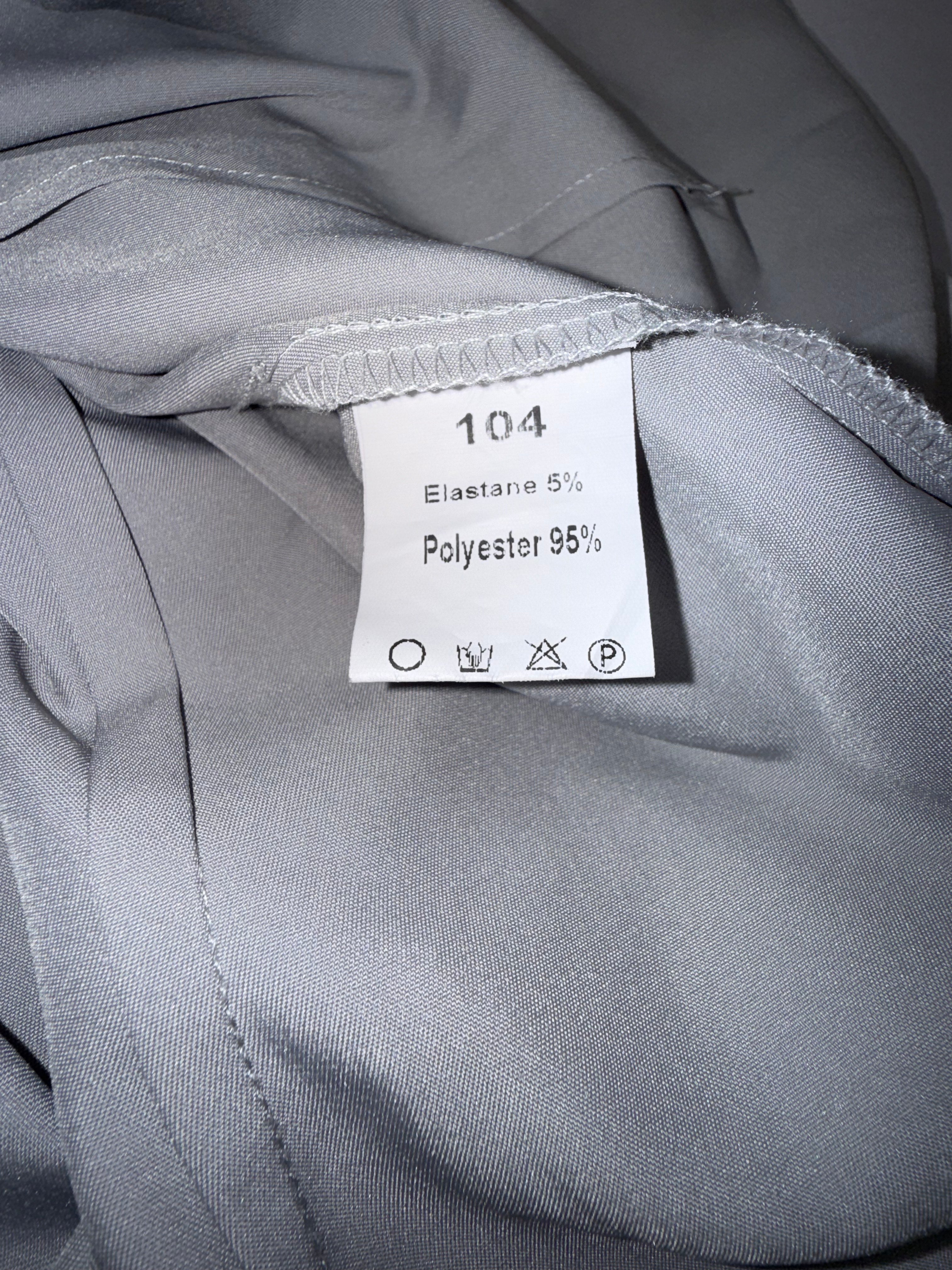 Women's Silver Satin Button-up Blouse - Long Sleeve Stretch Dress Shirt Size L