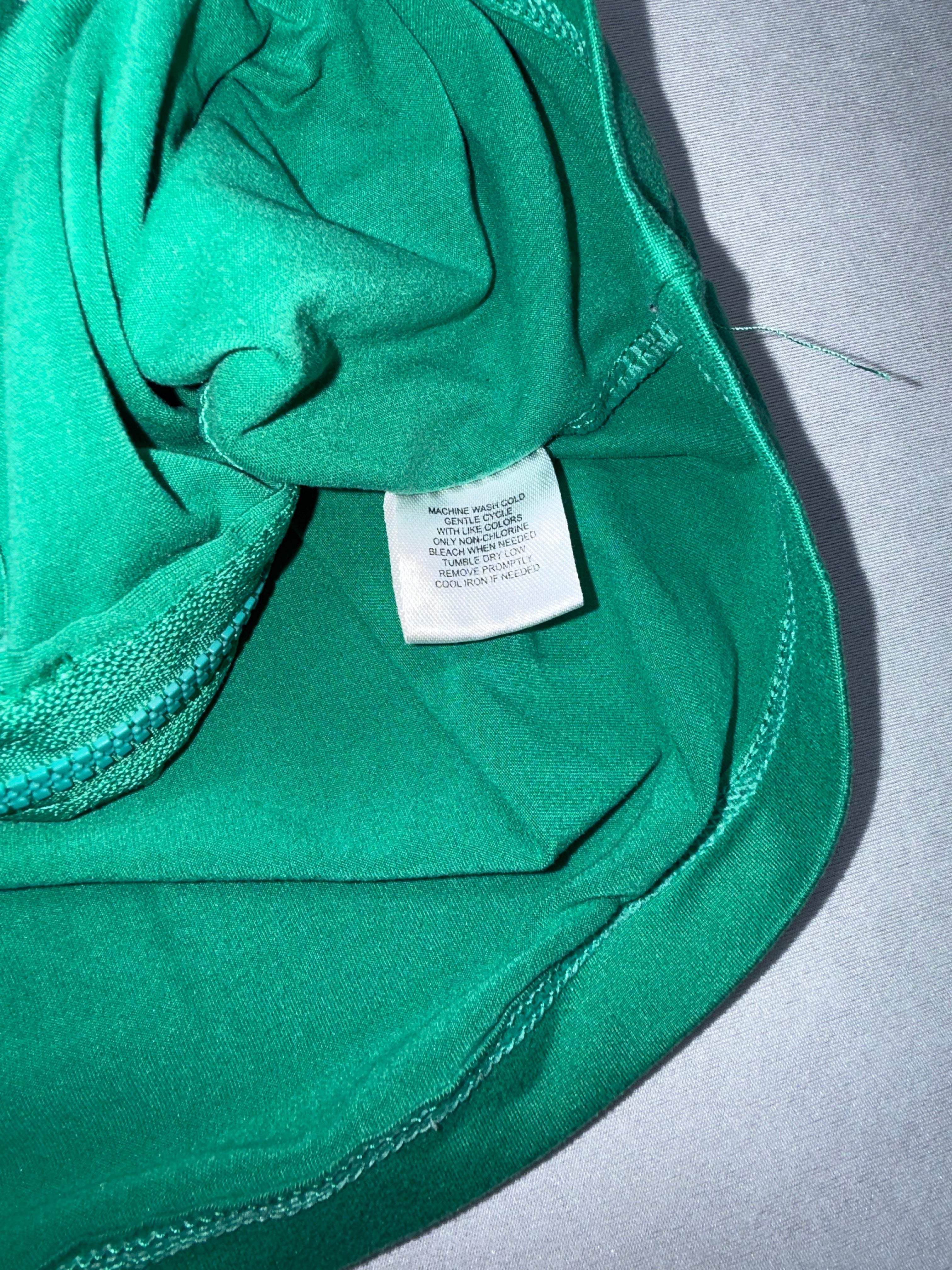 D. Jeans Women's Large Green Short Sleeve Hoodie Zip Up Lightweight Top L