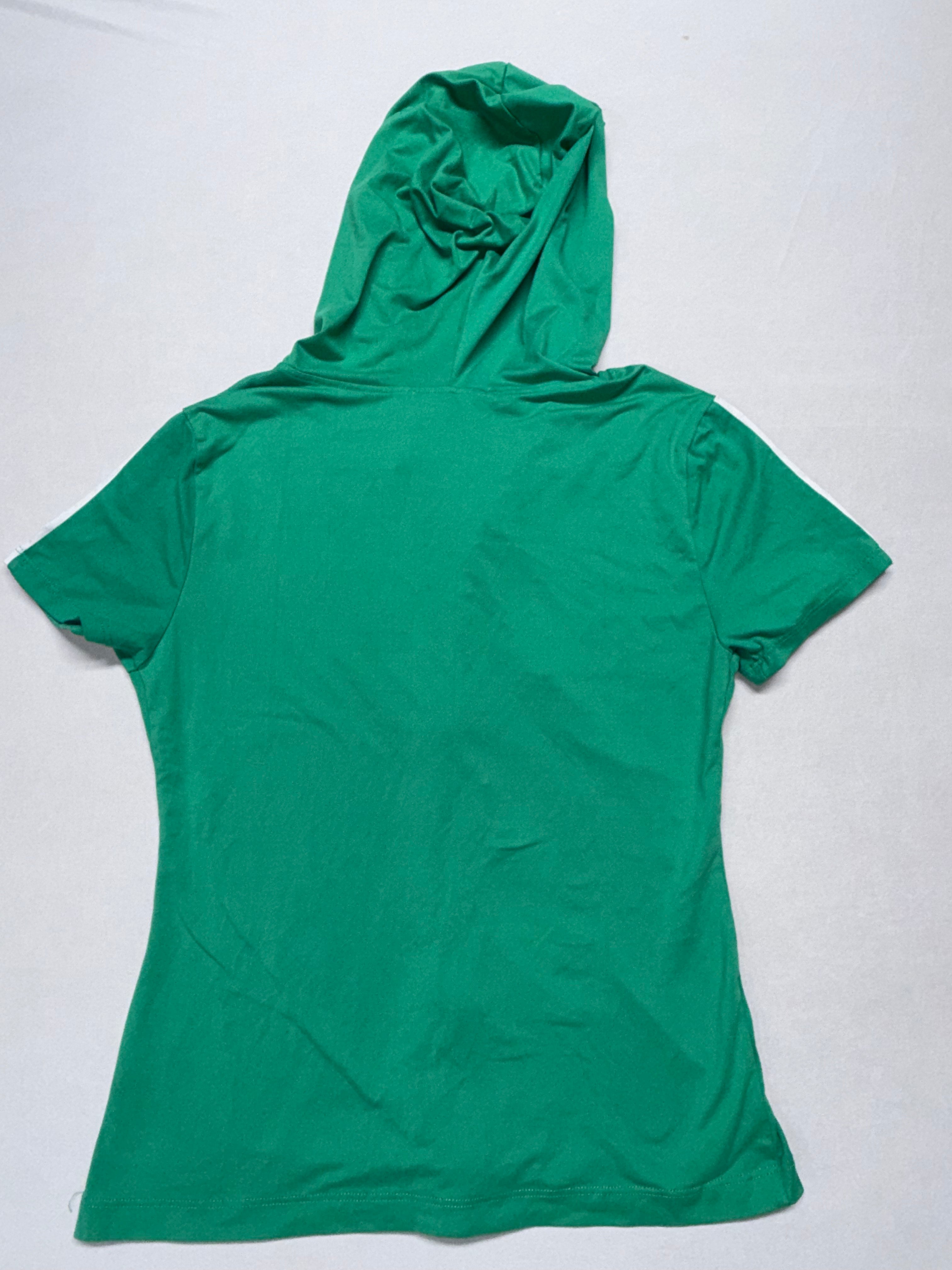 D. Jeans Women's Large Green Short Sleeve Hoodie Zip Up Lightweight Top L