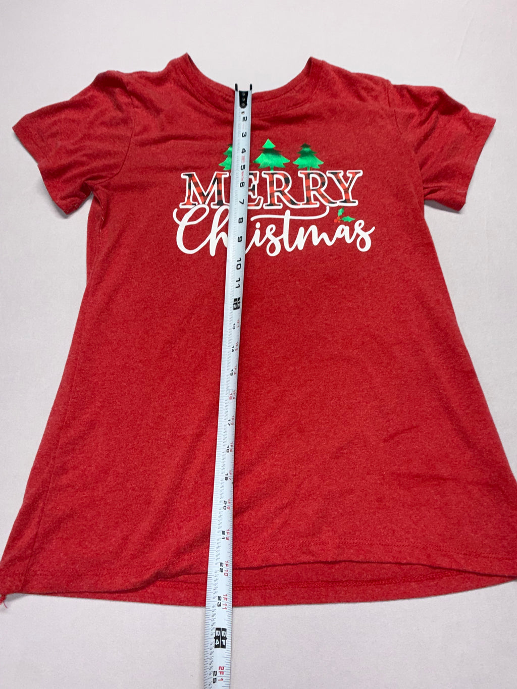 Holiday Time Kids Christmas Shirt Size 4-6 Small Merry Christmas Red Short Sleeve Tee