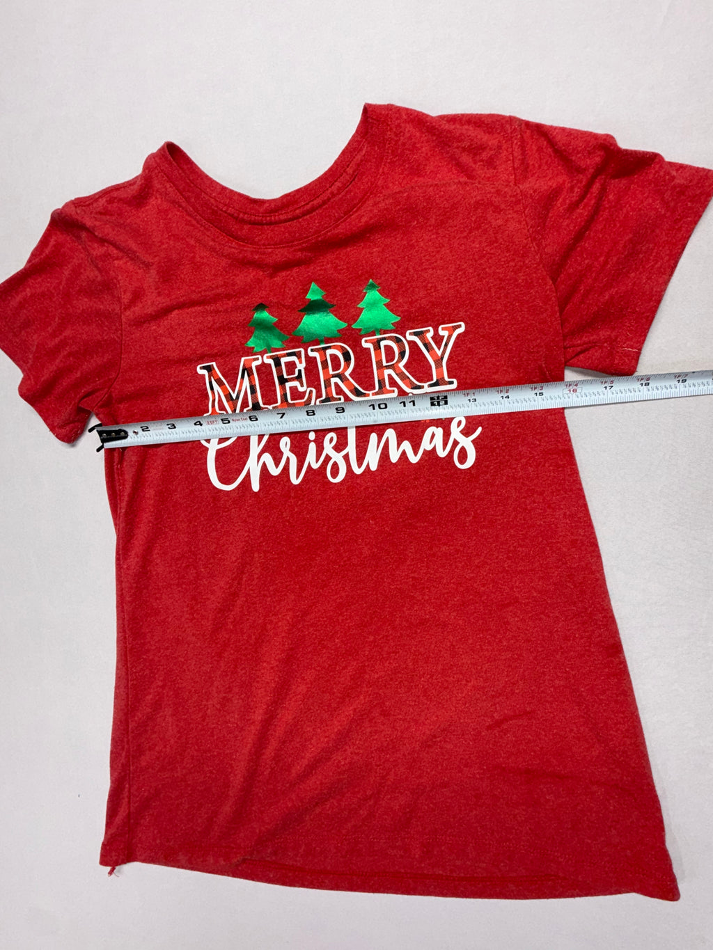 Holiday Time Kids Christmas Shirt Size 4-6 Small Merry Christmas Red Short Sleeve Tee