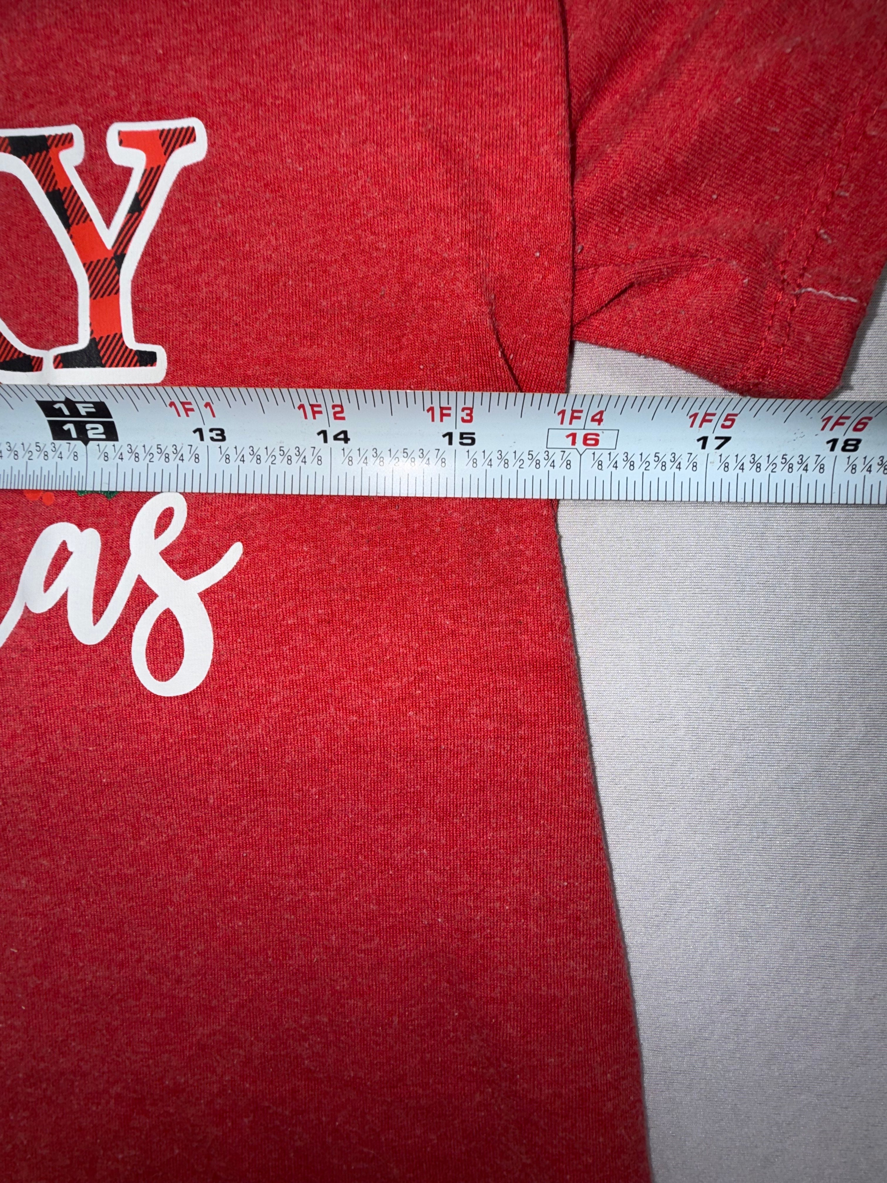 Holiday Time Kids Christmas Shirt Size 4-6 Small Merry Christmas Red Short Sleeve Tee
