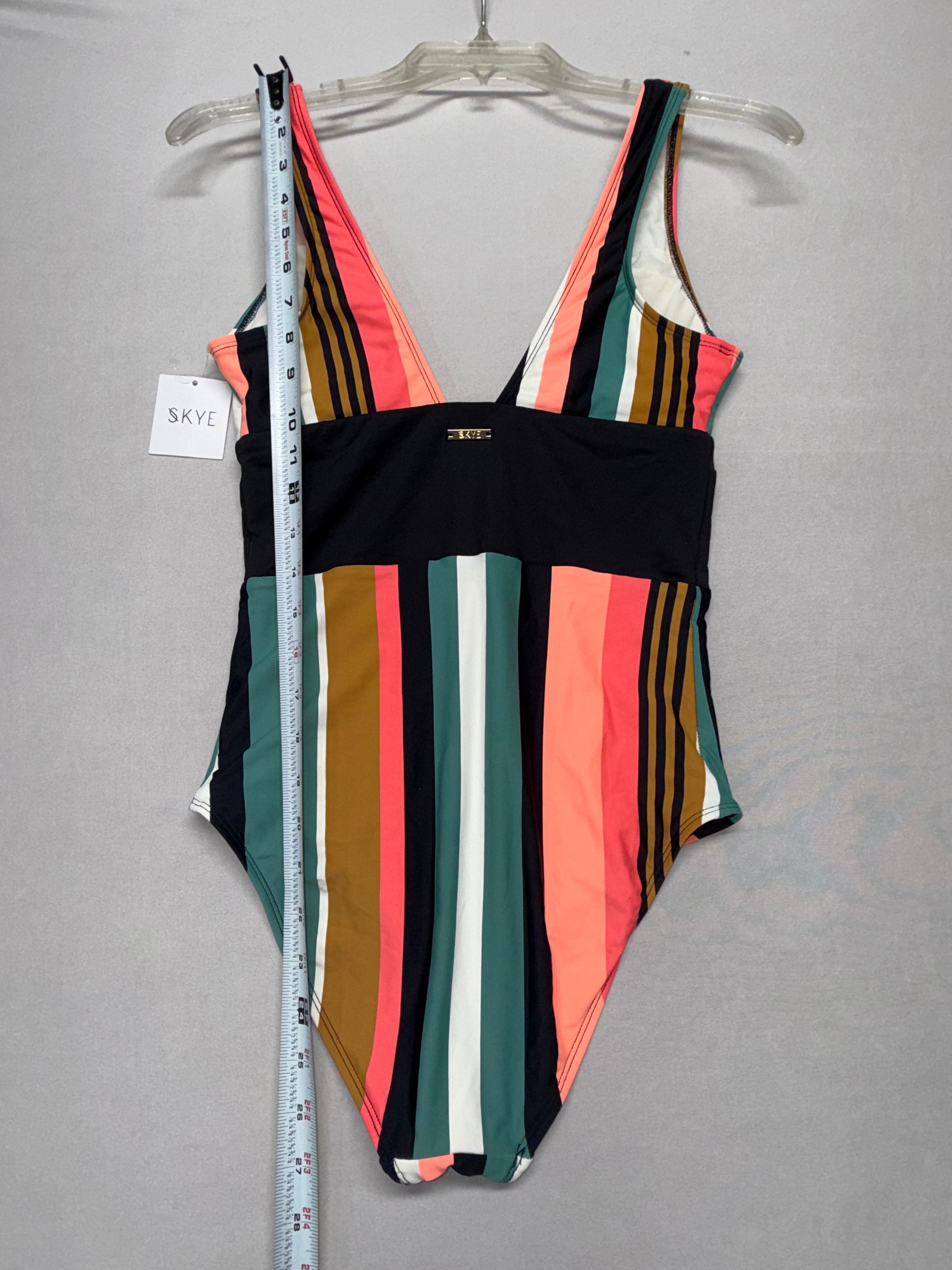 Skye Tropea One Piece Swimsuit XS Multicolor Stripe Plunge V Neck New with Tags