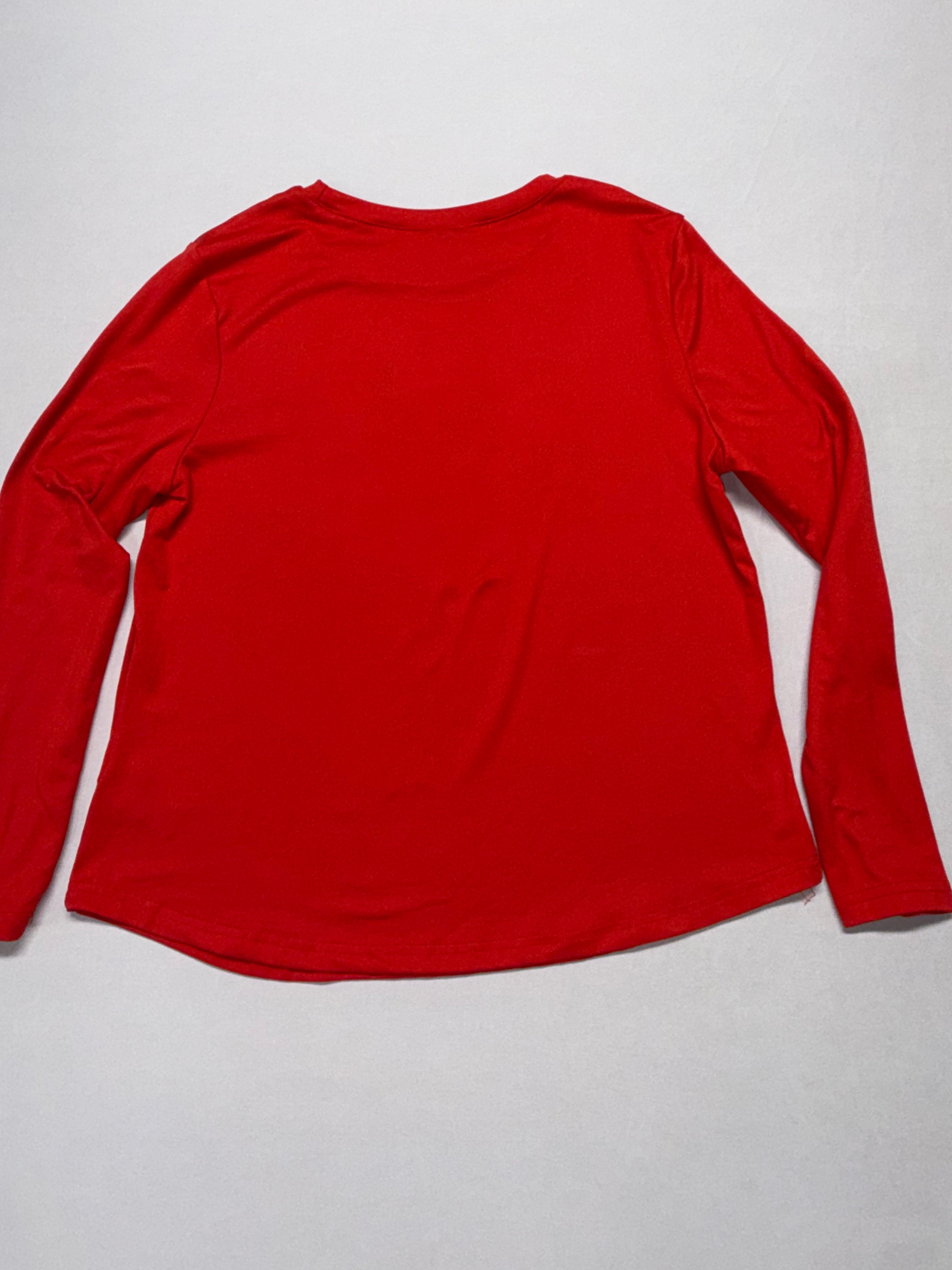 SHEIN Women's Christmas Shirt Medium Red Long Sleeve Santa Wine Glass Holiday Top M