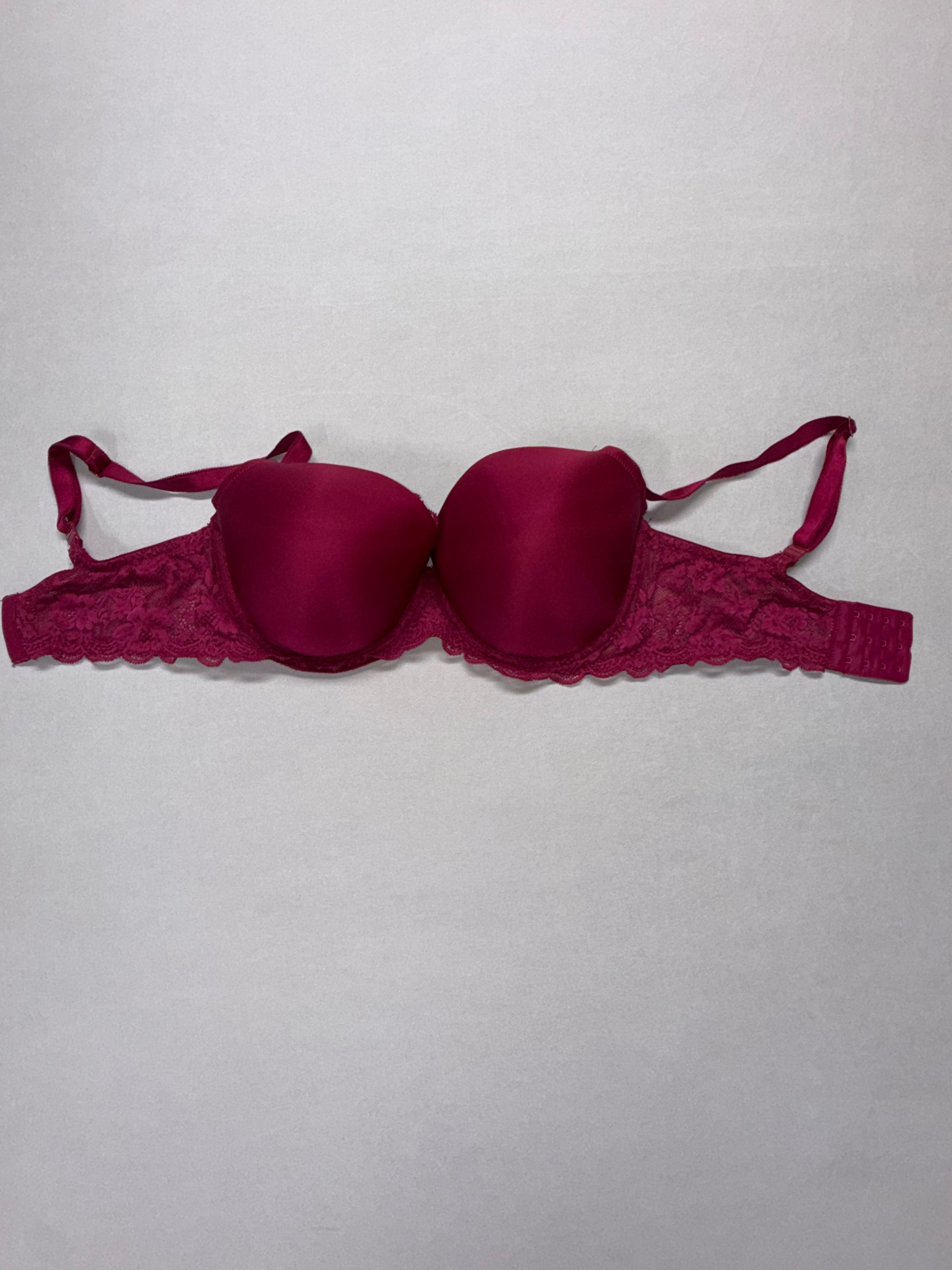 Victoria's Secret Red Lace Bra Women Padded Underwire T-Shirt Bra Adjustable Straps
