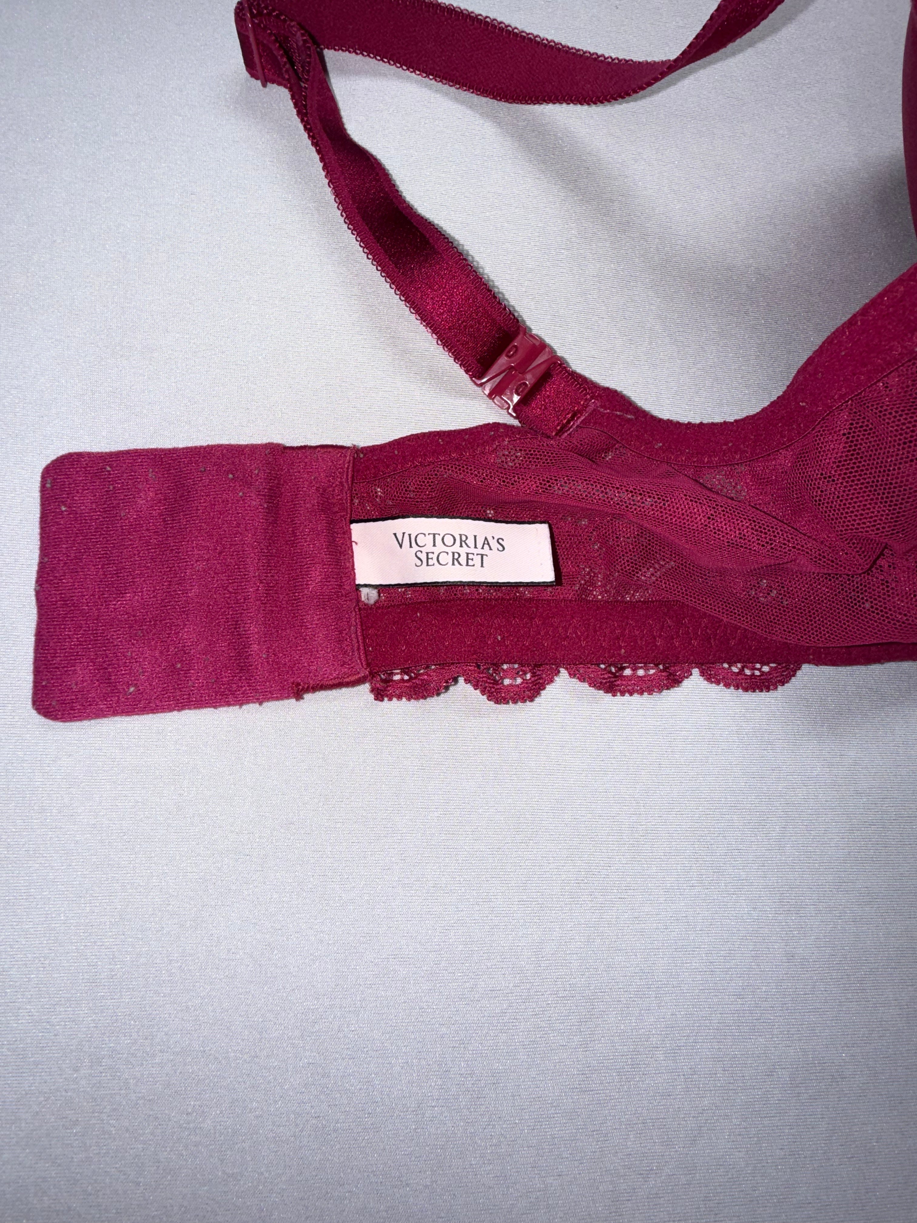Victoria's Secret Red Lace Bra Women Padded Underwire T-Shirt Bra Adjustable Straps