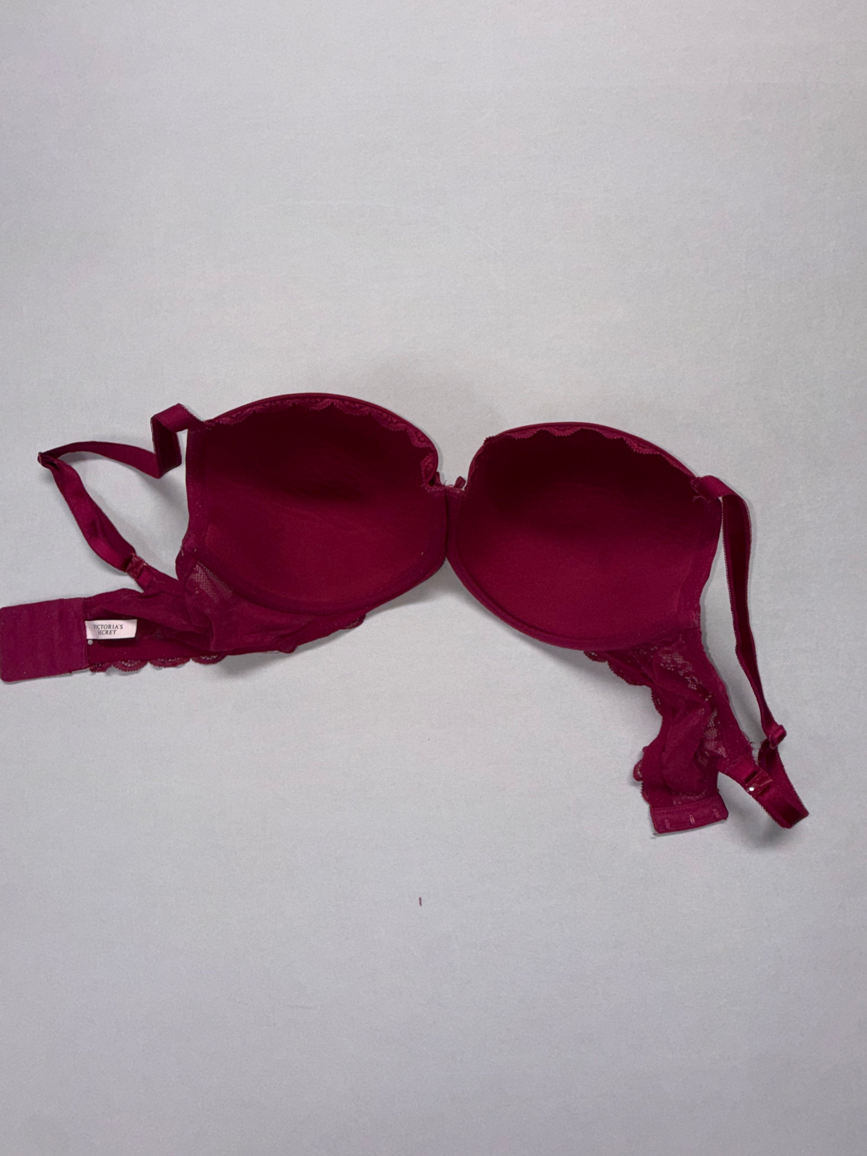 Victoria's Secret Red Lace Bra Women Padded Underwire T-Shirt Bra Adjustable Straps