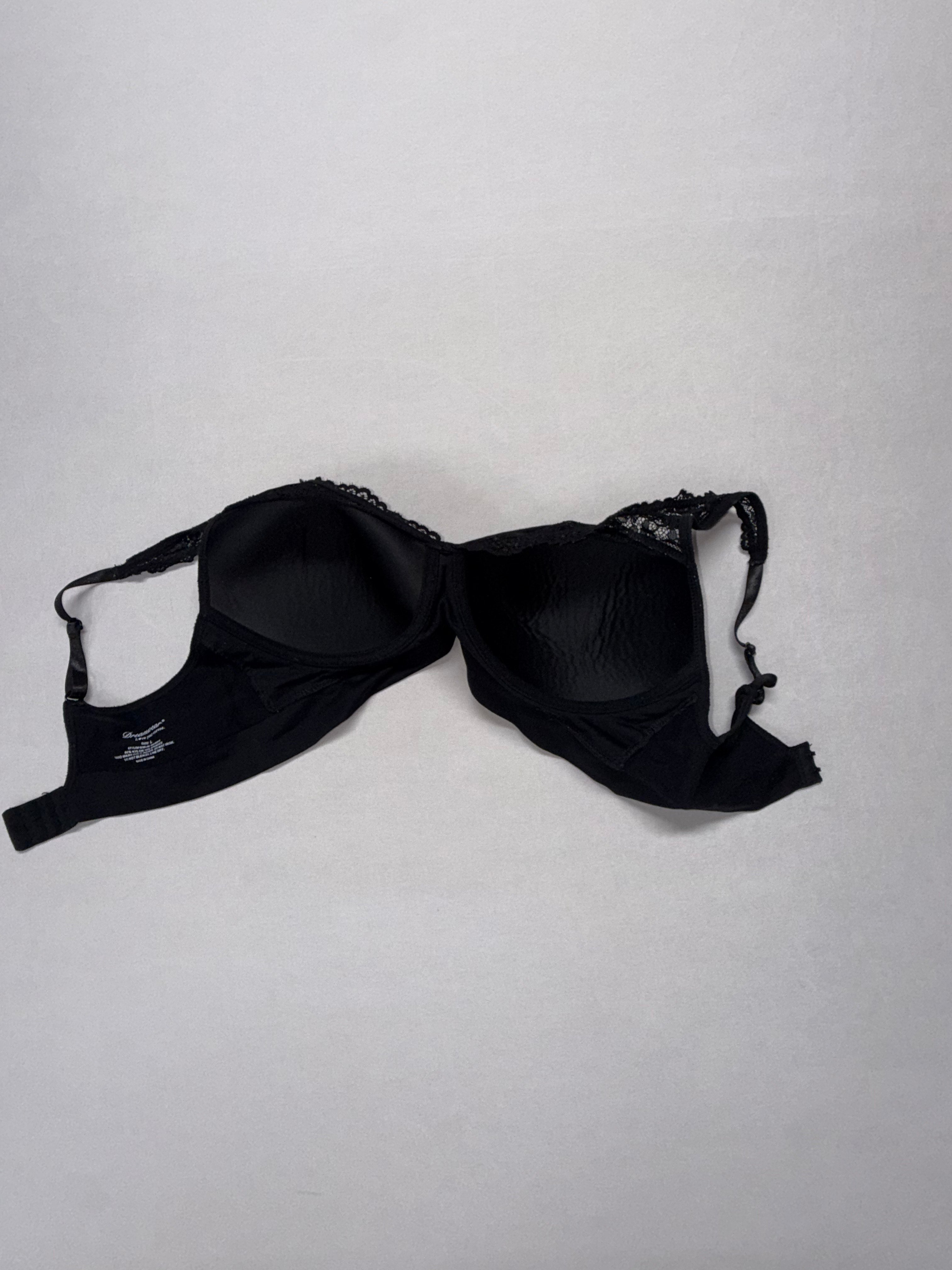 Black Lace Trim Bra Women Everyday T-Shirt Bra Padded Underwire Adjustable Straps