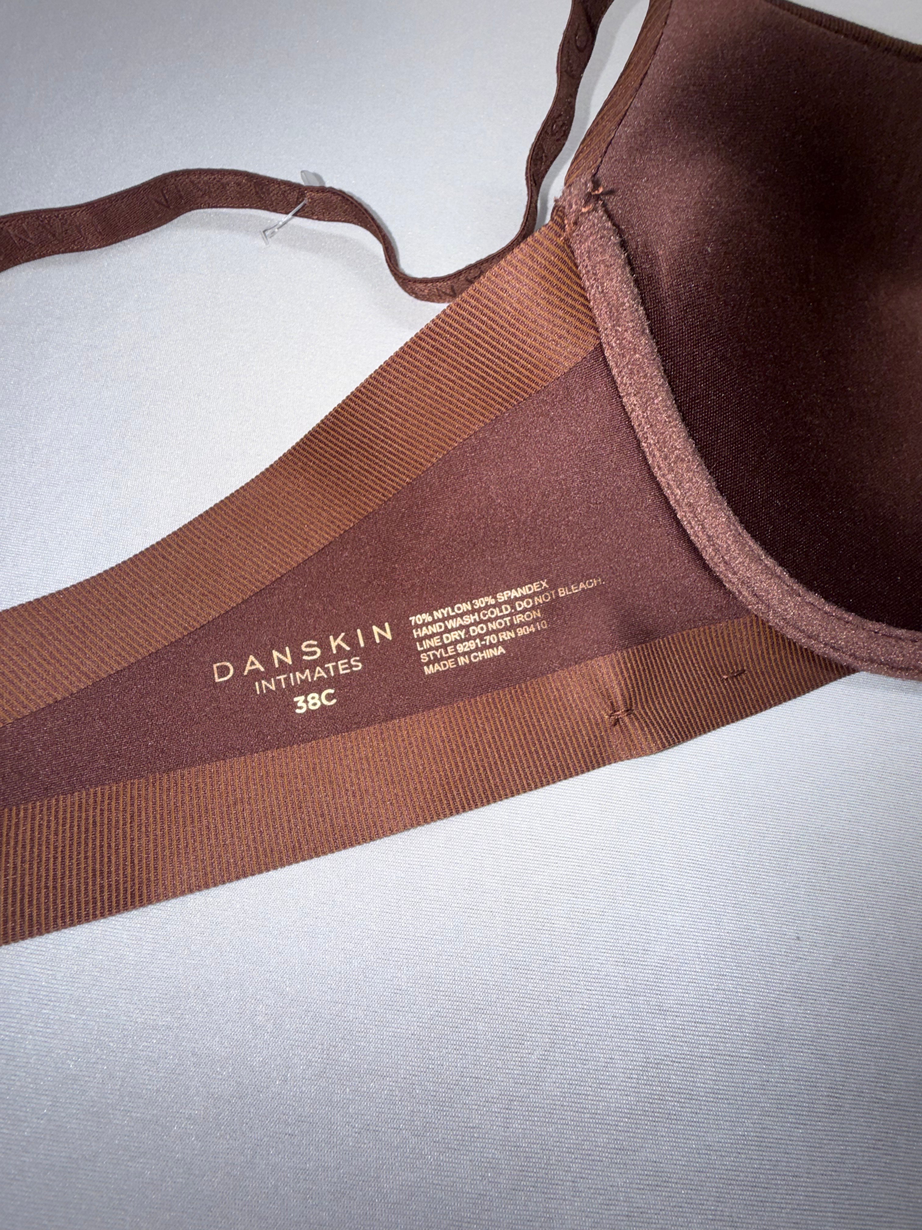 Danskin Intimates 38C Brown Bra Women Padded Underwire Everyday T-Shirt Bra Adjustable