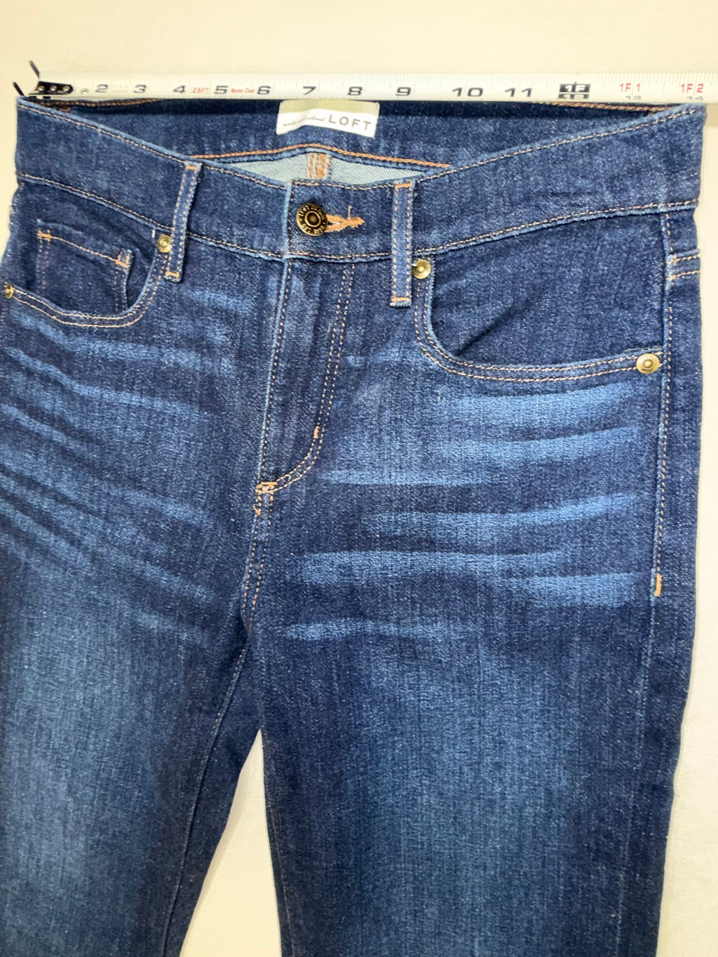 LOFT Ann Tayor Women Jeans Size 26 Blue Skinny Straight Denim Mid Rise Stretch