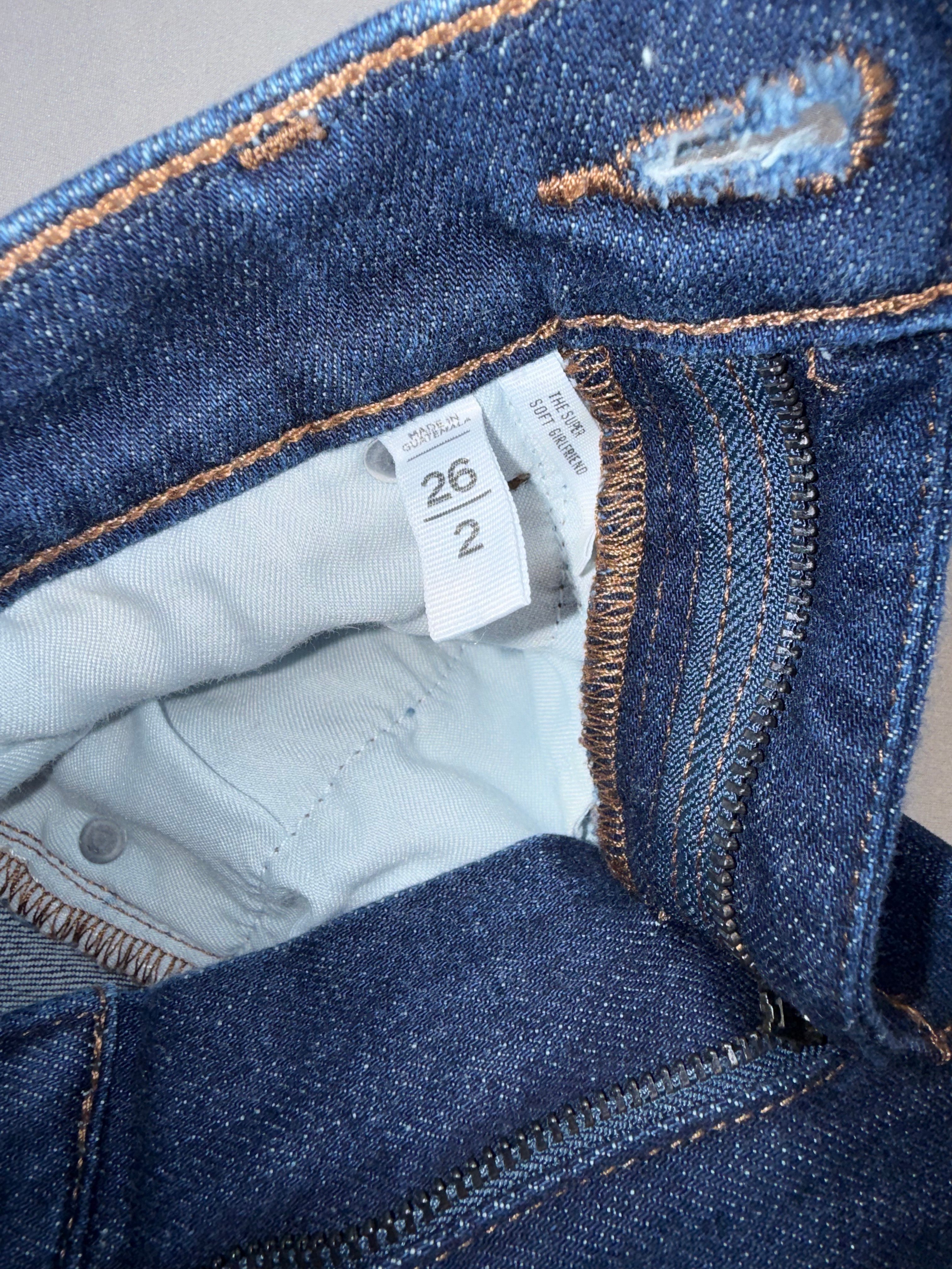 LOFT Ann Tayor Women Jeans Size 26 Blue Skinny Straight Denim Mid Rise Stretch