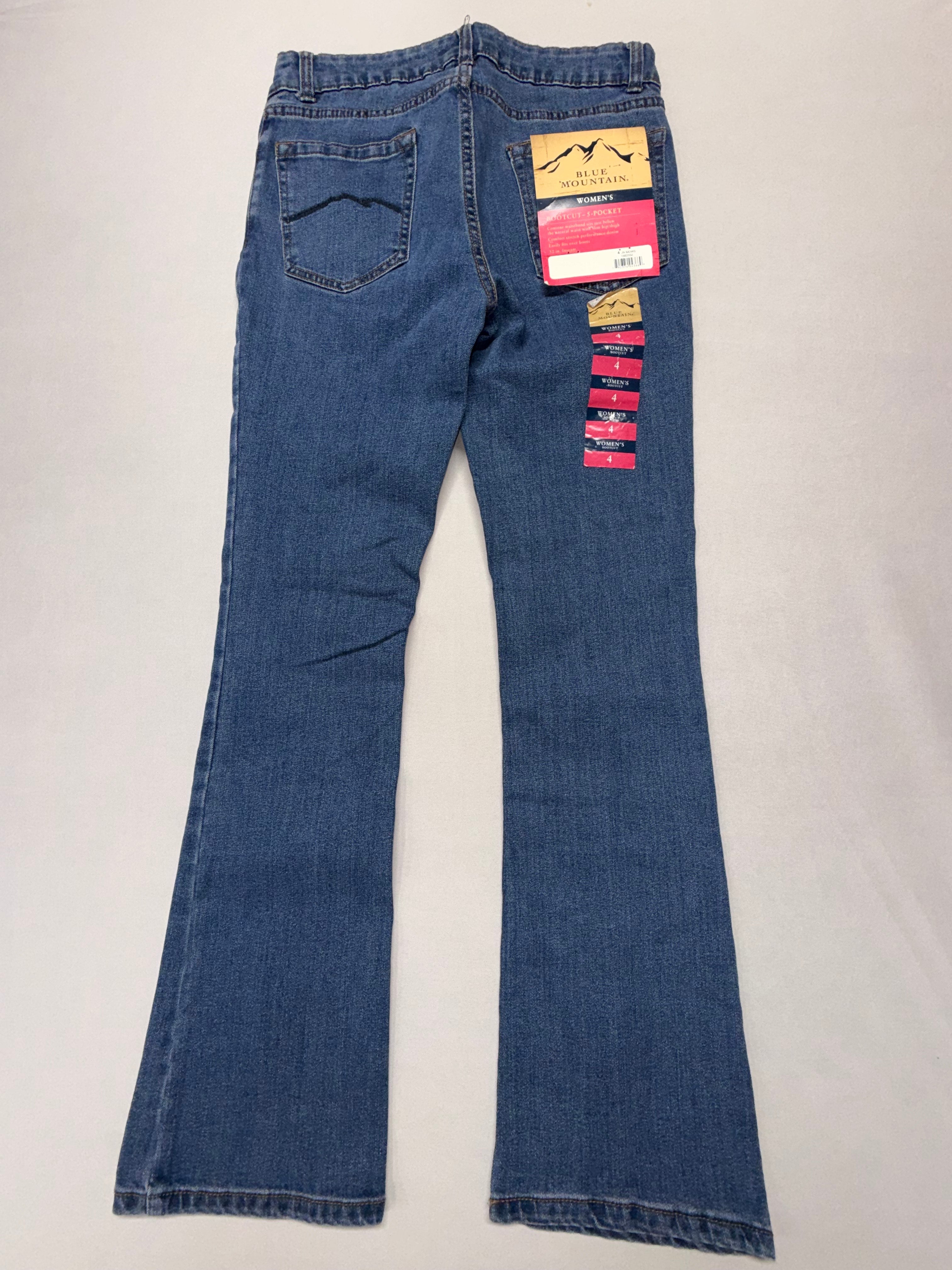 Blue Mountain Women's Jeans Size 4 NEW With Tags Blue Bootcut Straight Denim Pants