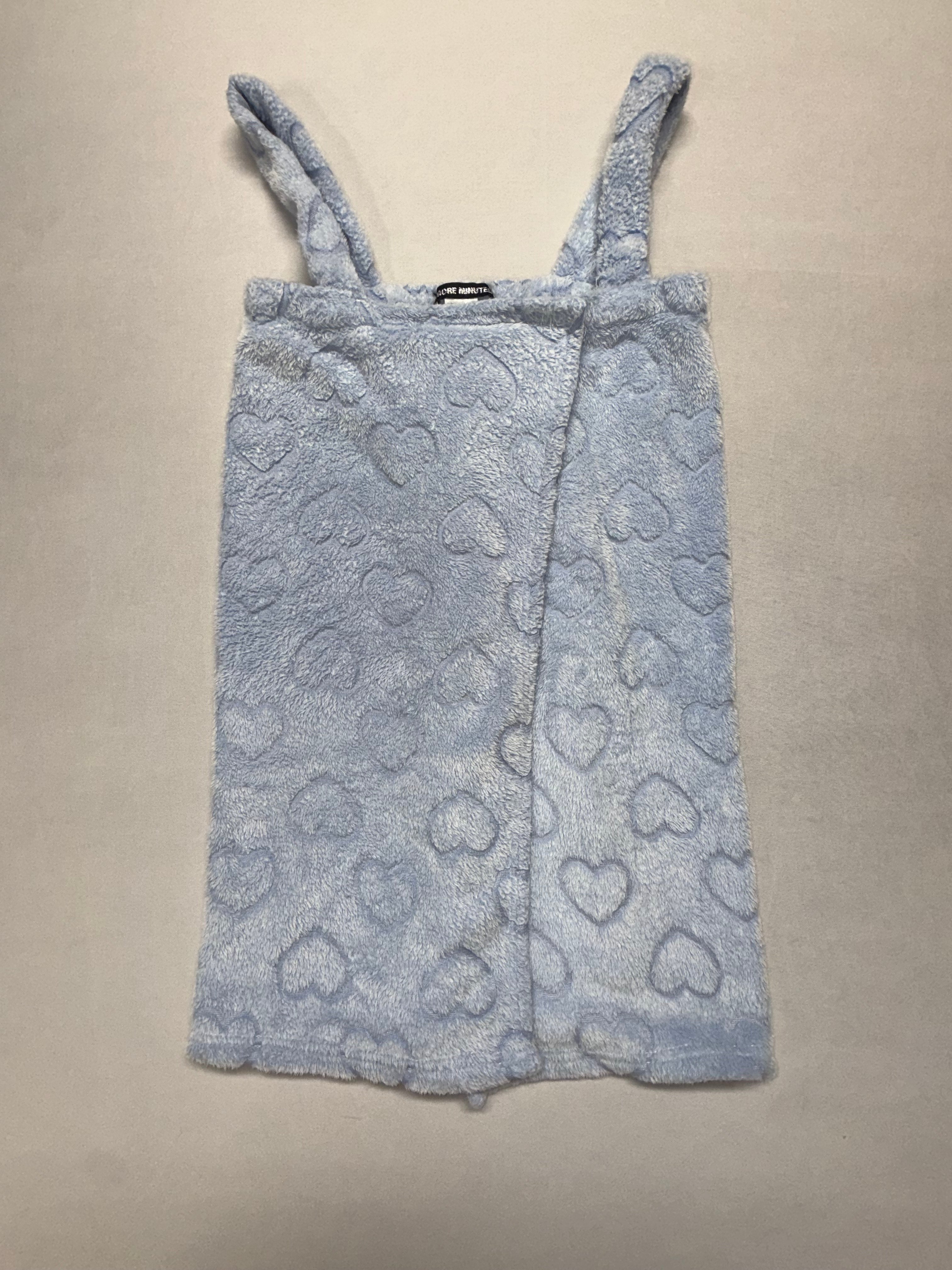 More & More Women's Spa Wrap Towel Gray Heart Plush Bath Wrap One Size Soft Shower Wrap